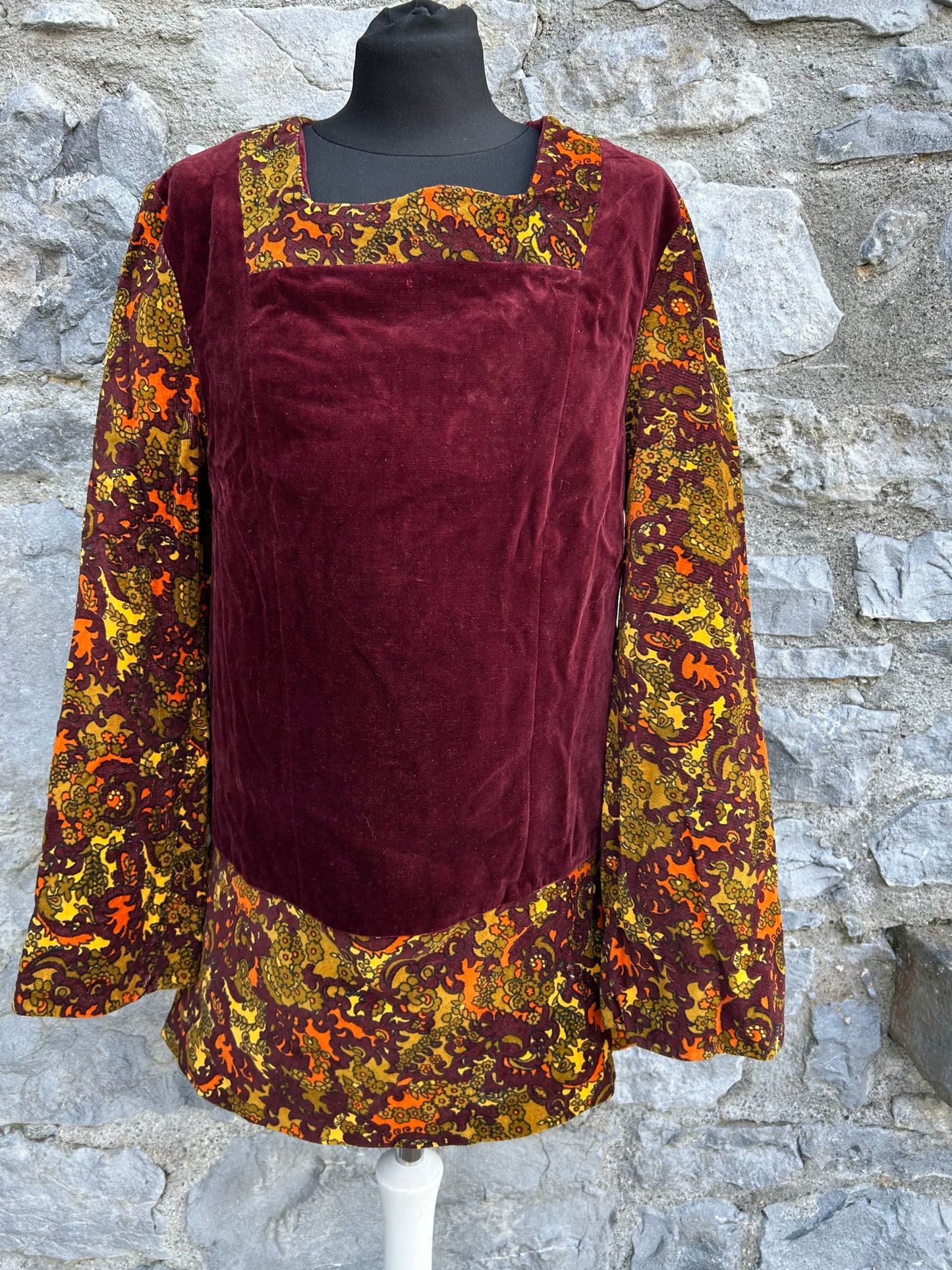 90s floral velvet top uk 8-10