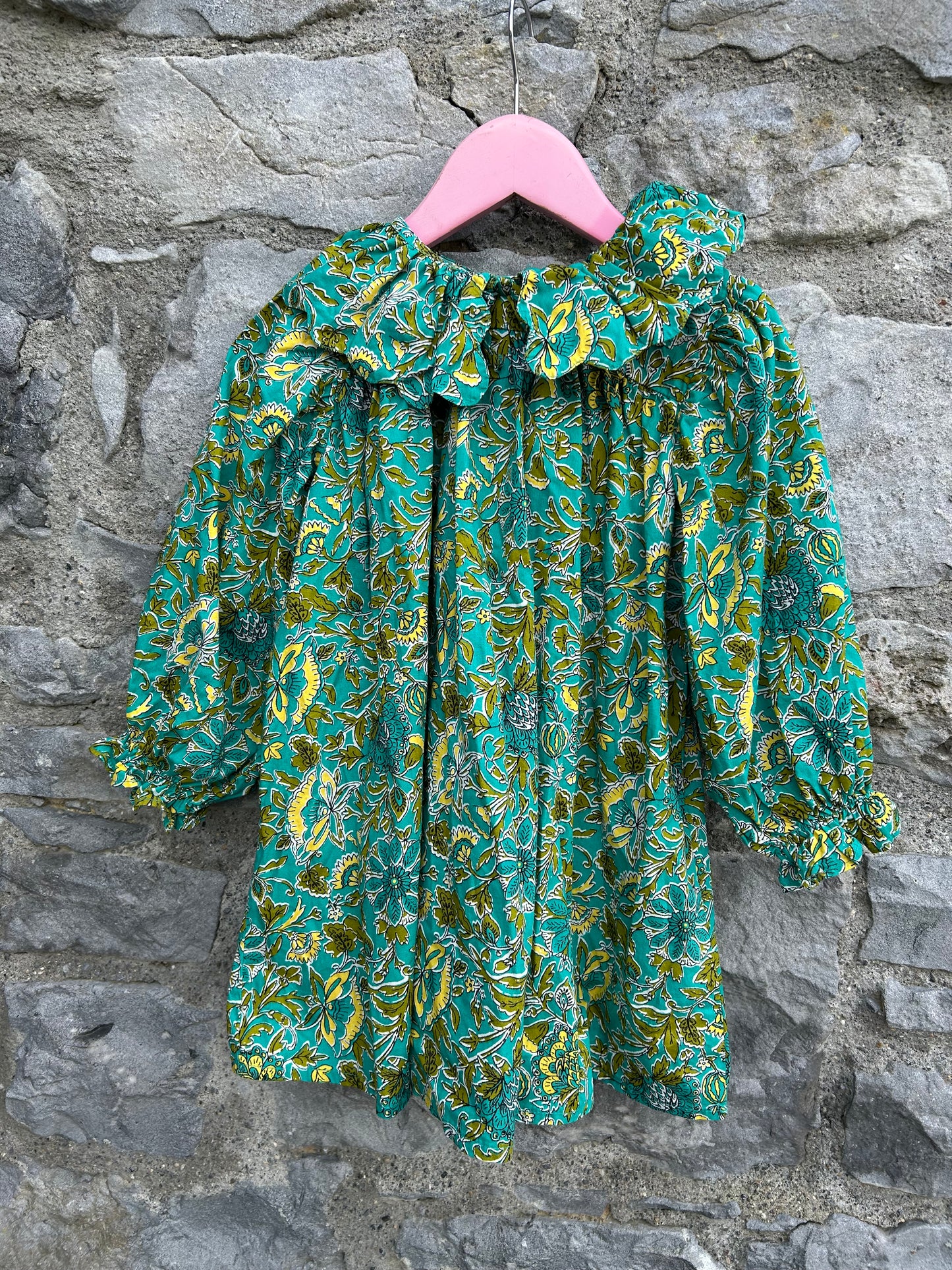 Green botanic print dress 2-3y (92-98cm)