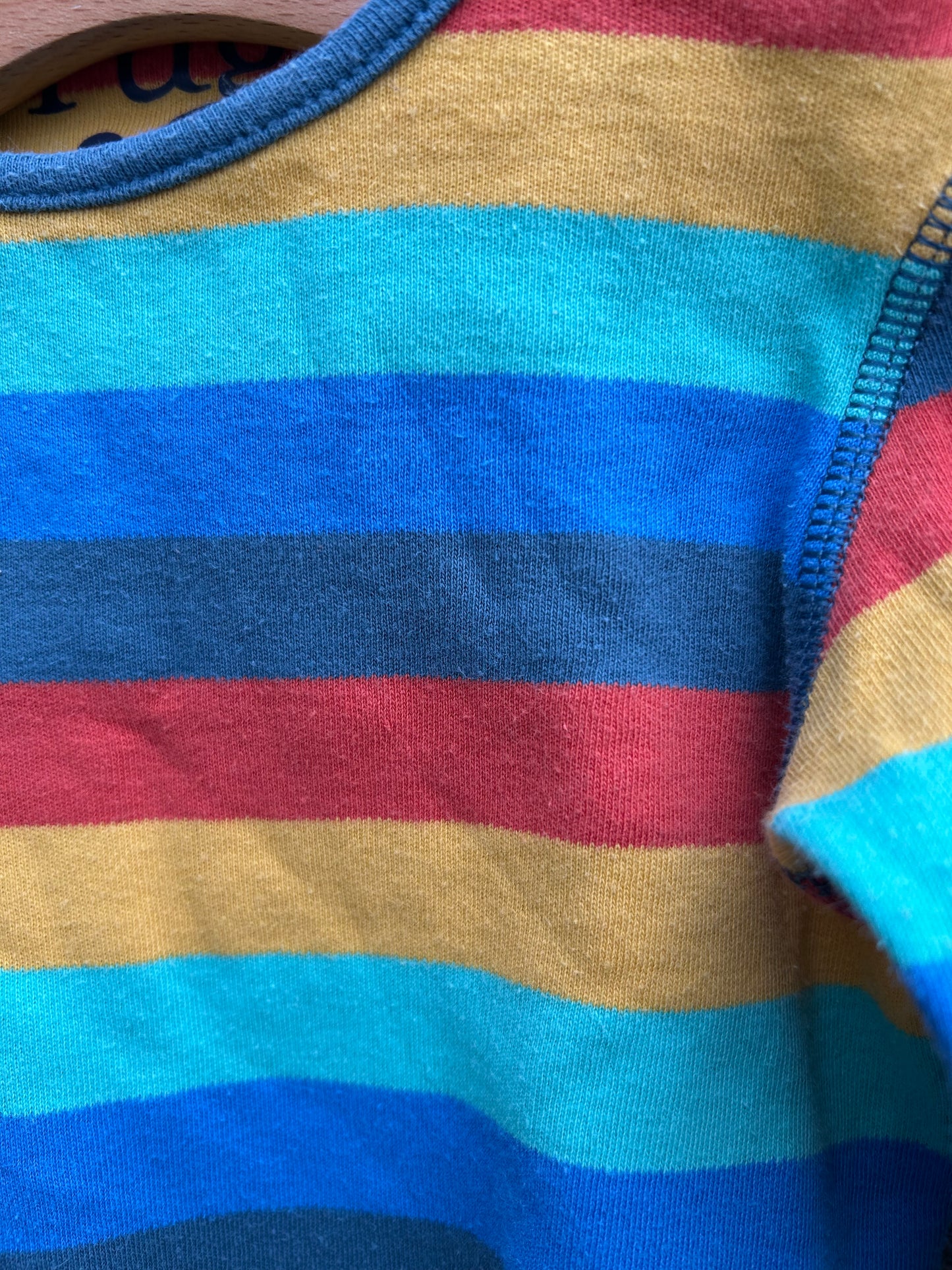 Rainbow vest&navy dungarees 3-6m (62-68cm)