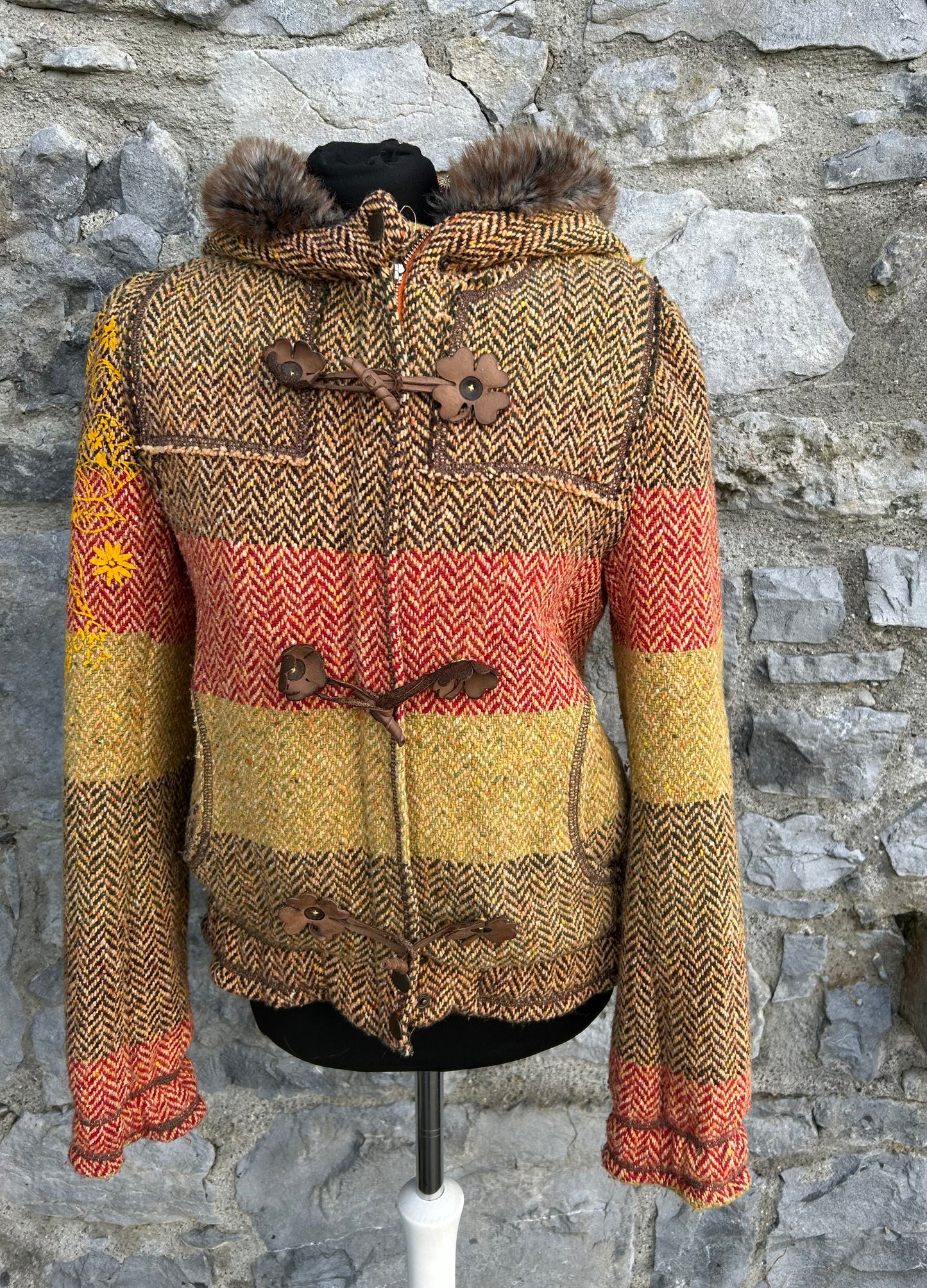 Brown herringbone tweed jacket uk 4-6