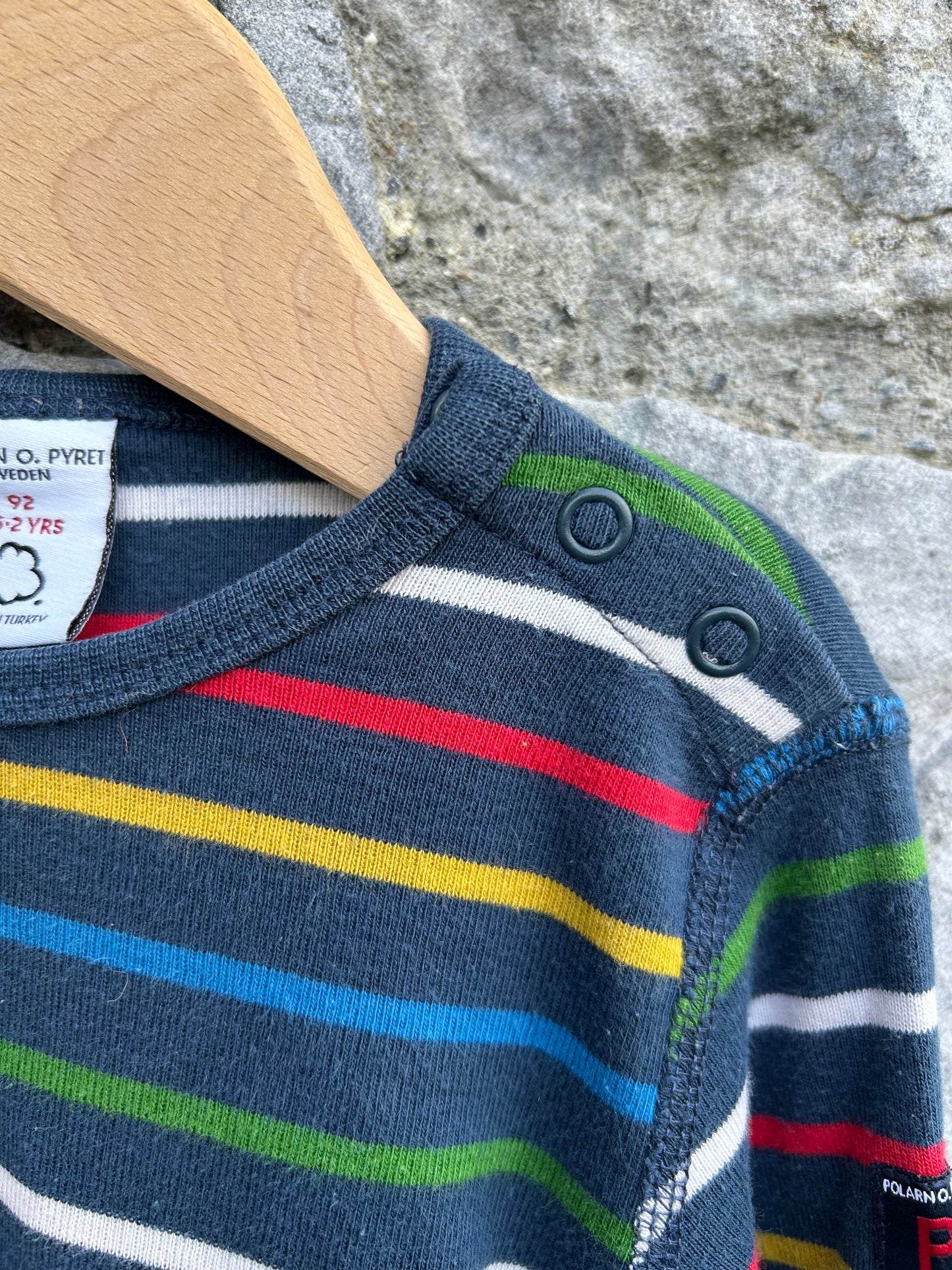 PoP navy stripy top 18-24m (86-92cm)
