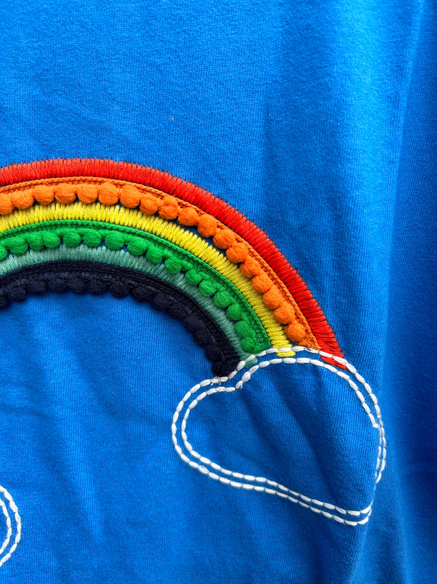 Pom Pom rainbow blue cropped T-shirt 7-8y (122-128cm)