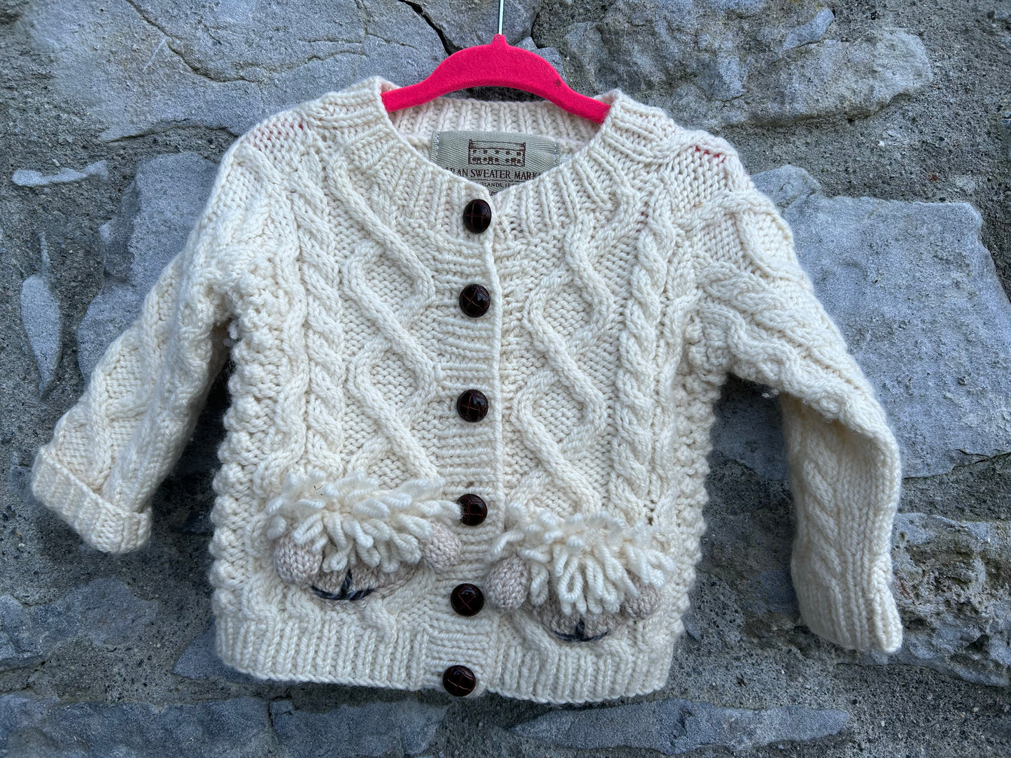 Aran style cream cardigan 6-12m (68-80cm)