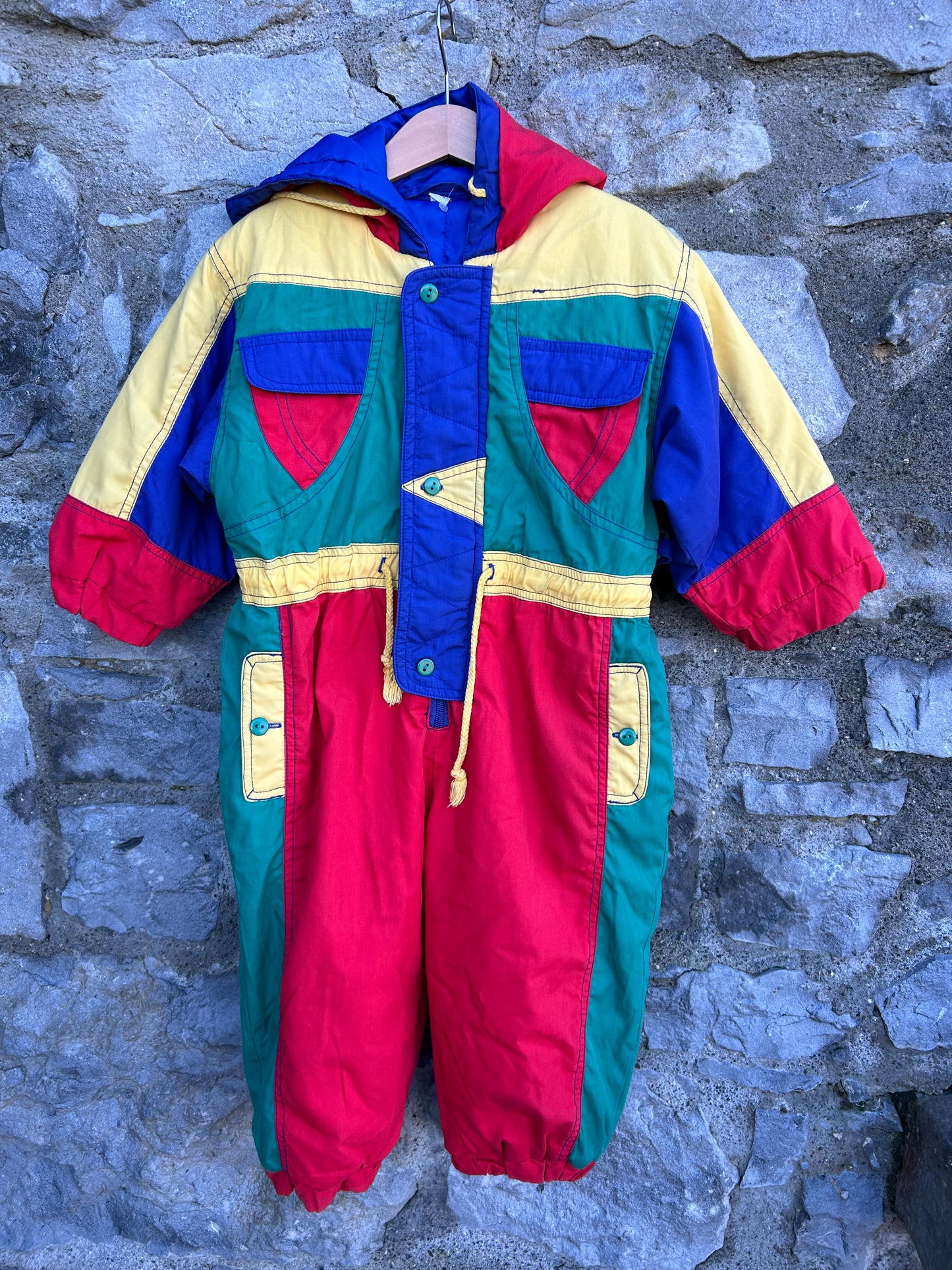 80s colourful snow suit with a backpack 18-24m (86-92cm)