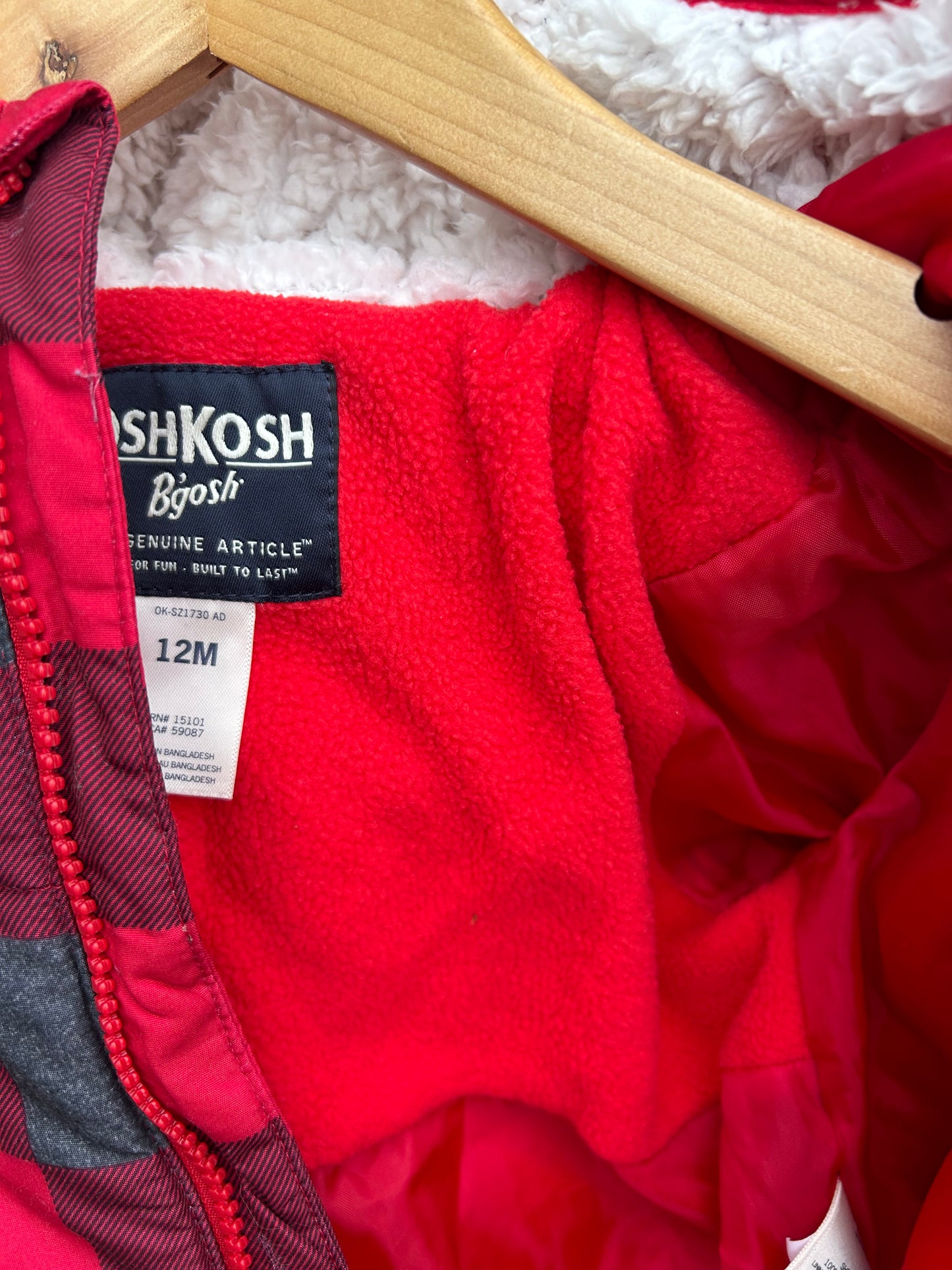 Red check winter suit 9-12m (74-80cm)