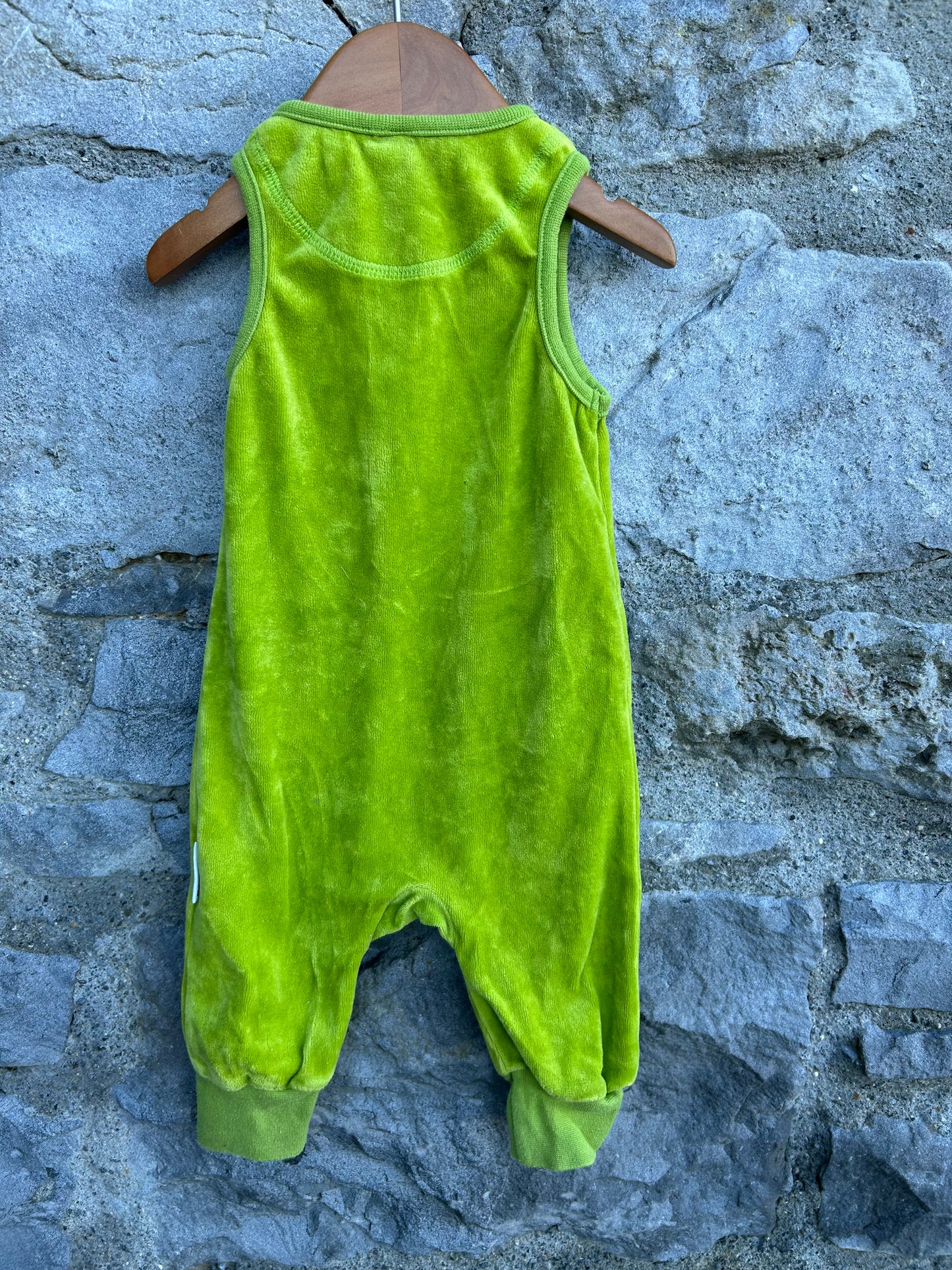 Owl lime green velour dungarees 3m (62cm)