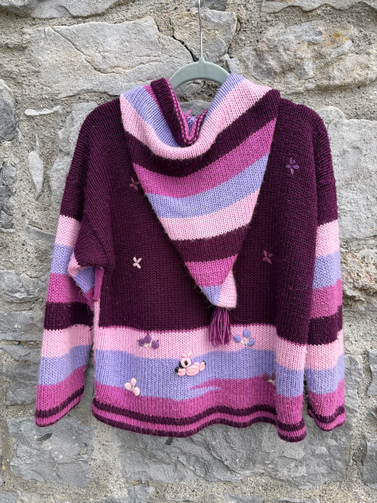 Pink&purple Peruvian hoodie cardigan 5-6y (110-116cm)