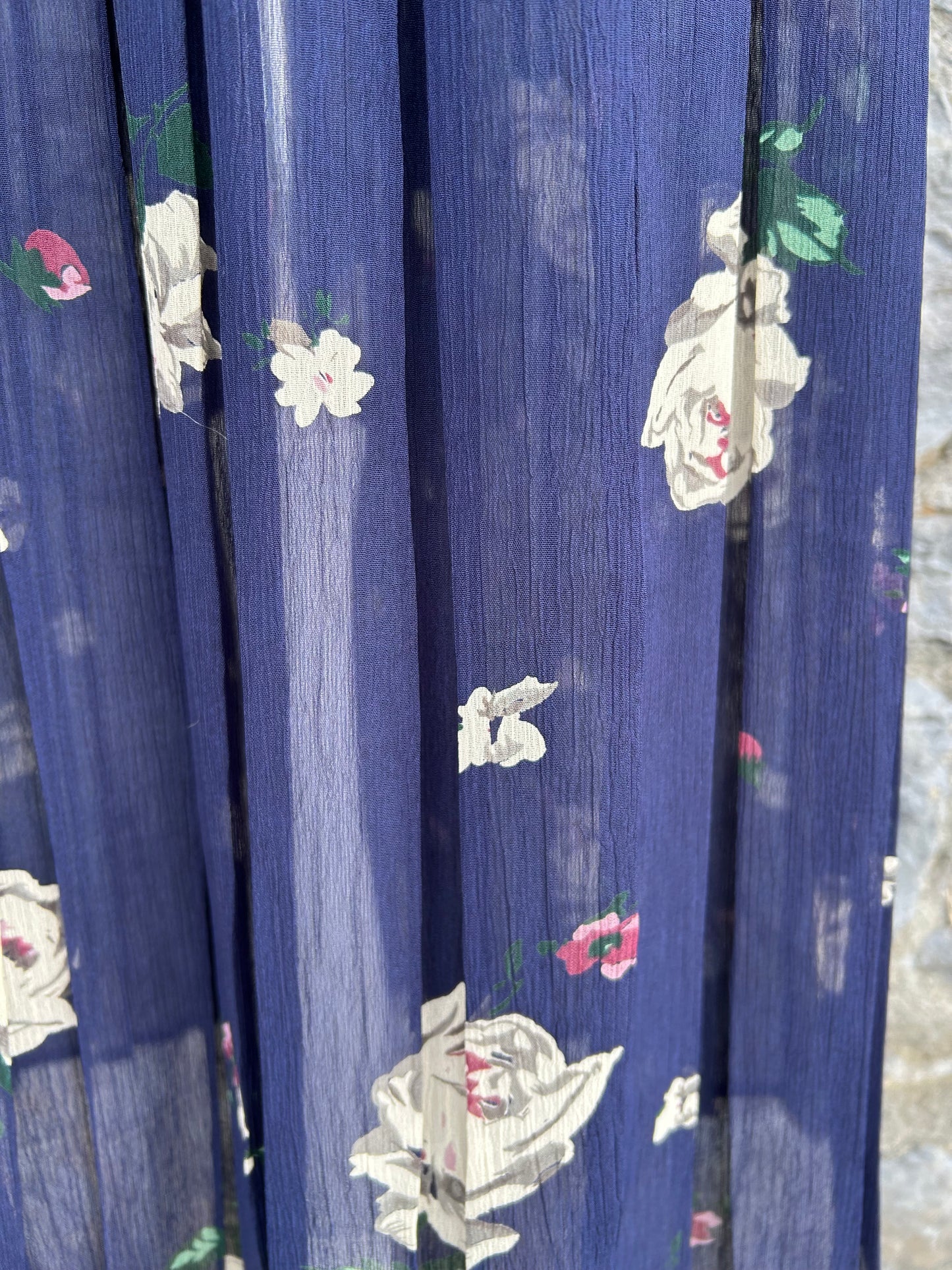 90s floral navy sheer skirt uk 8-10