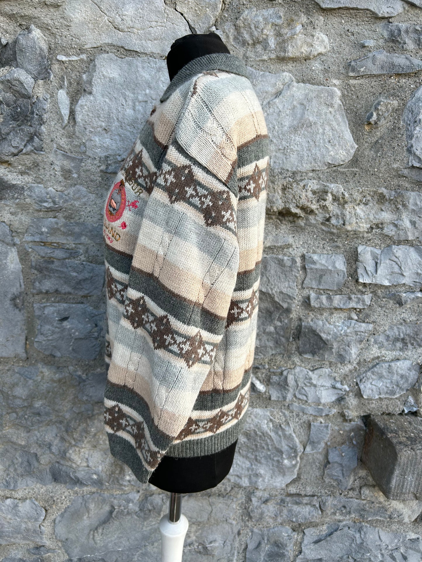 90s McGregor grey&peach stripy jumper uk 10
