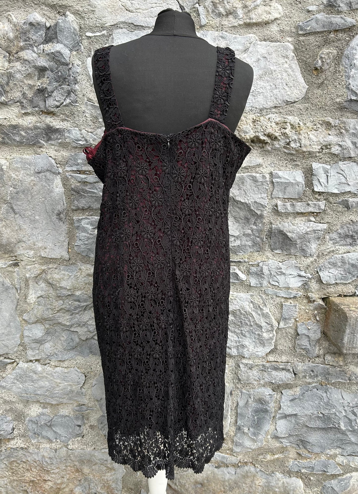 90s black lace dress uk 14