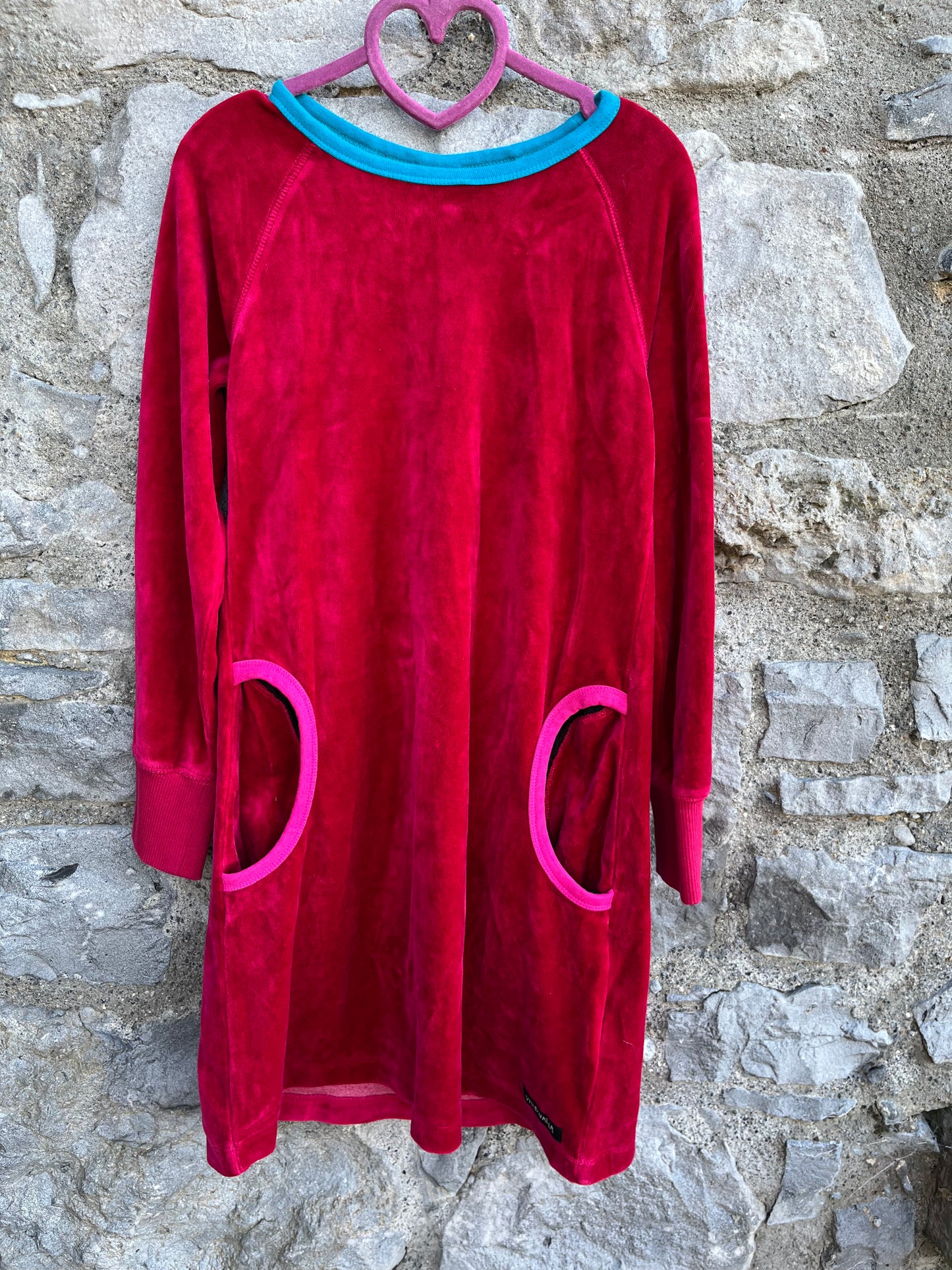 Reddish pink velour dress 8y (128cm)
