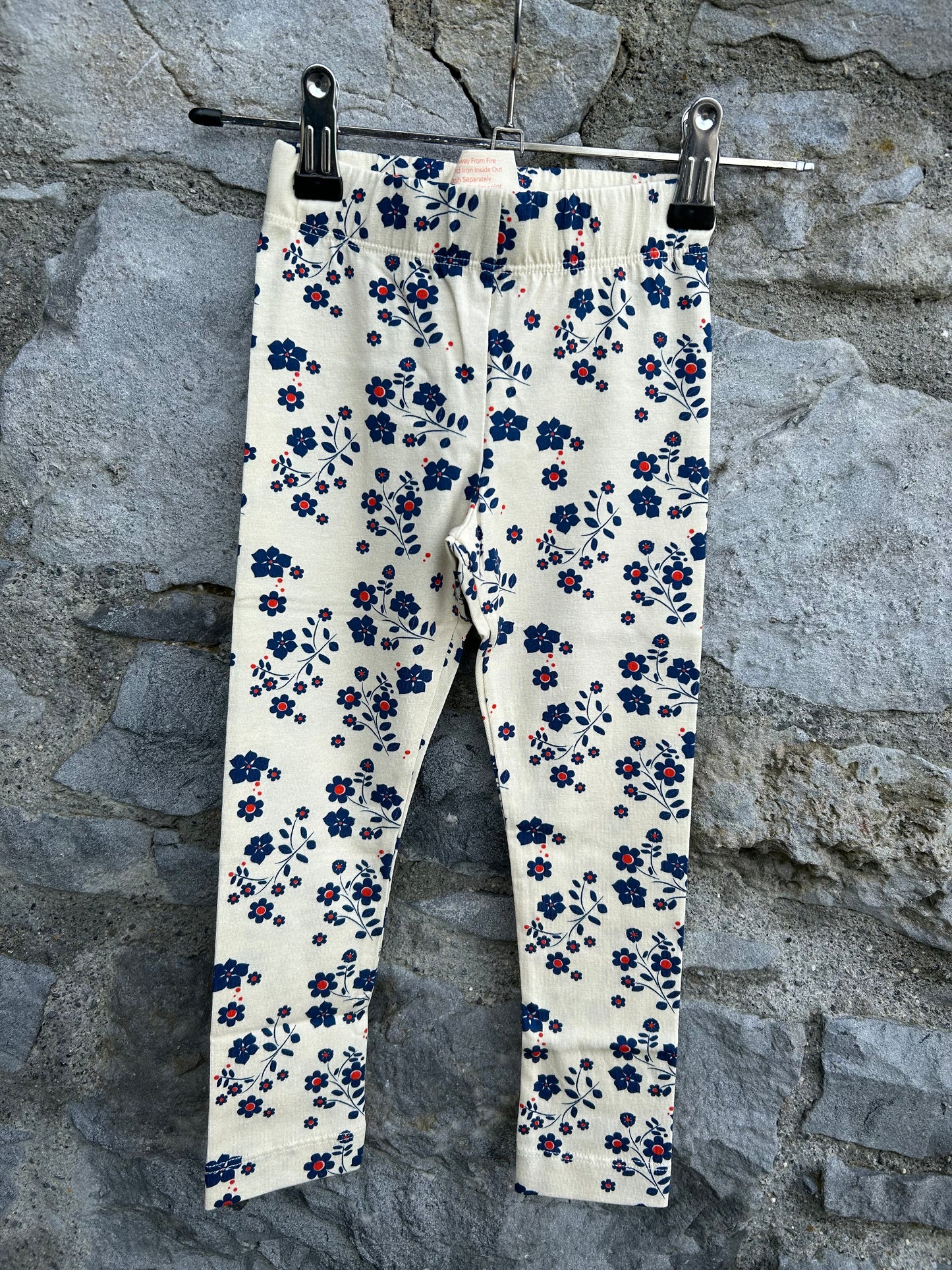 Blue floral leggings 2y (92cm)