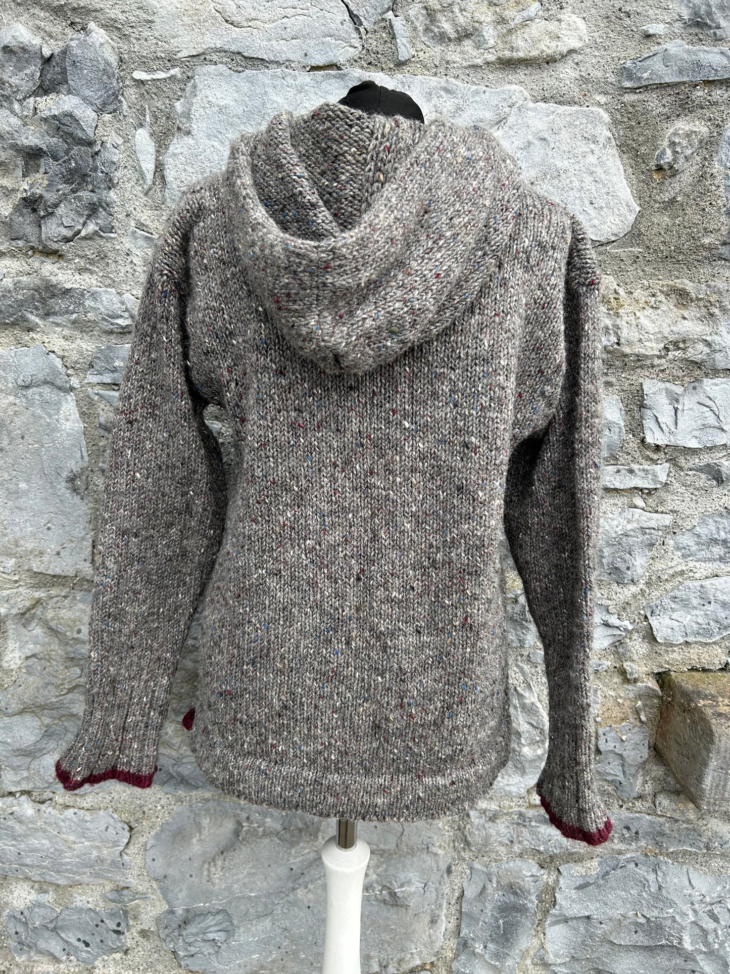 90s grey hooded melange jumper uk 12
