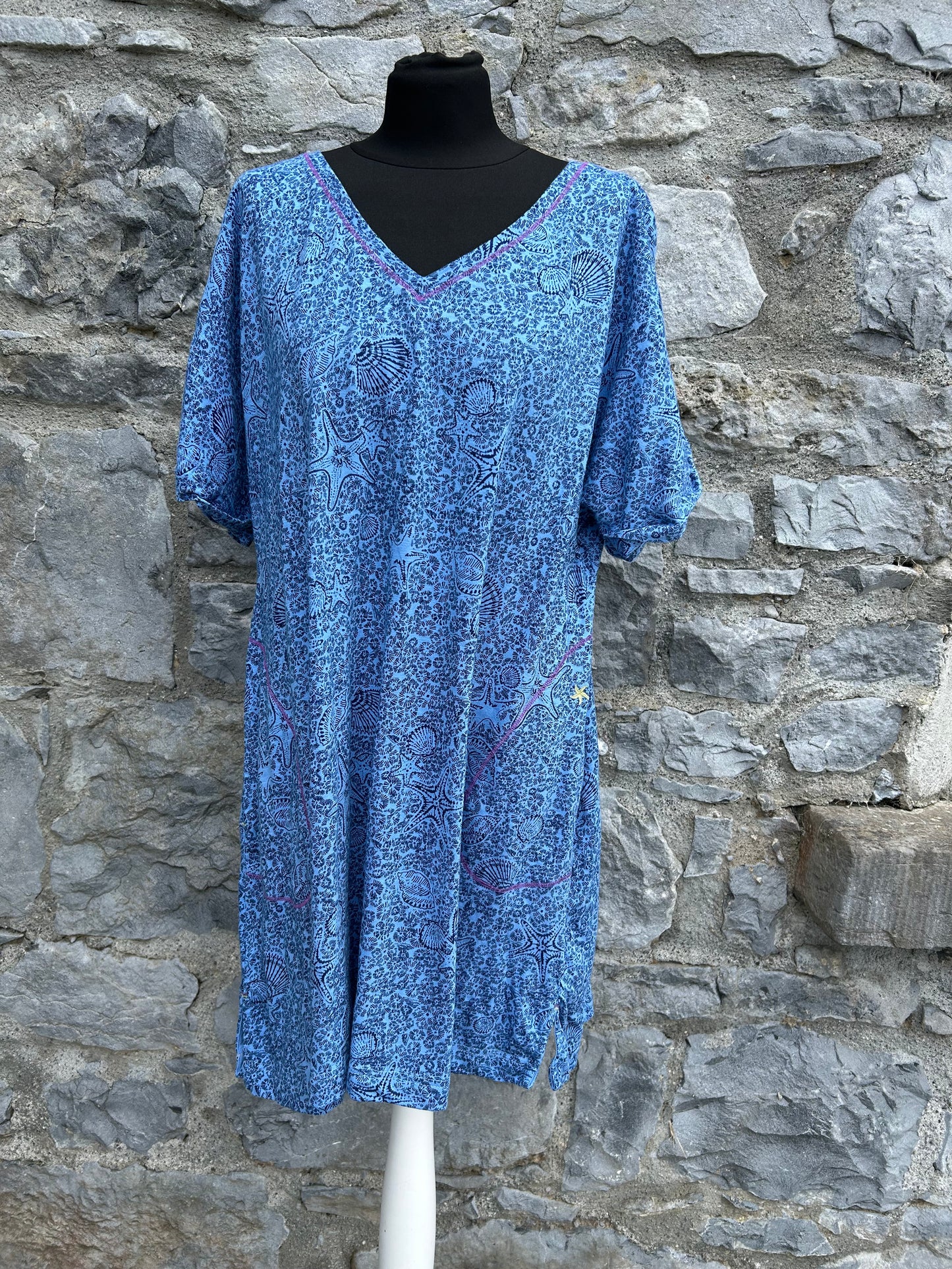 White Stuff Women's Tahila Jersey Dress in Blue Multi uk 16-18