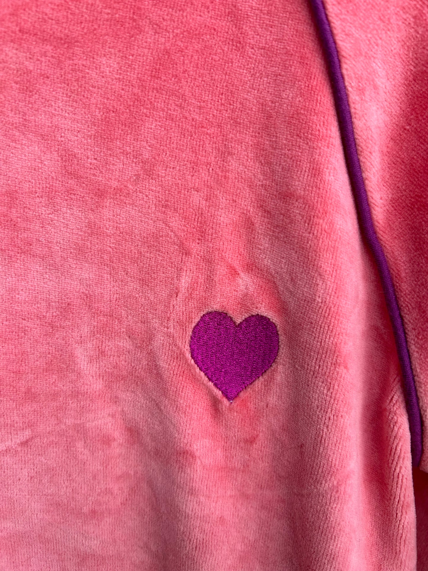 Pink velour hoodie 7-8y (122-128cm)