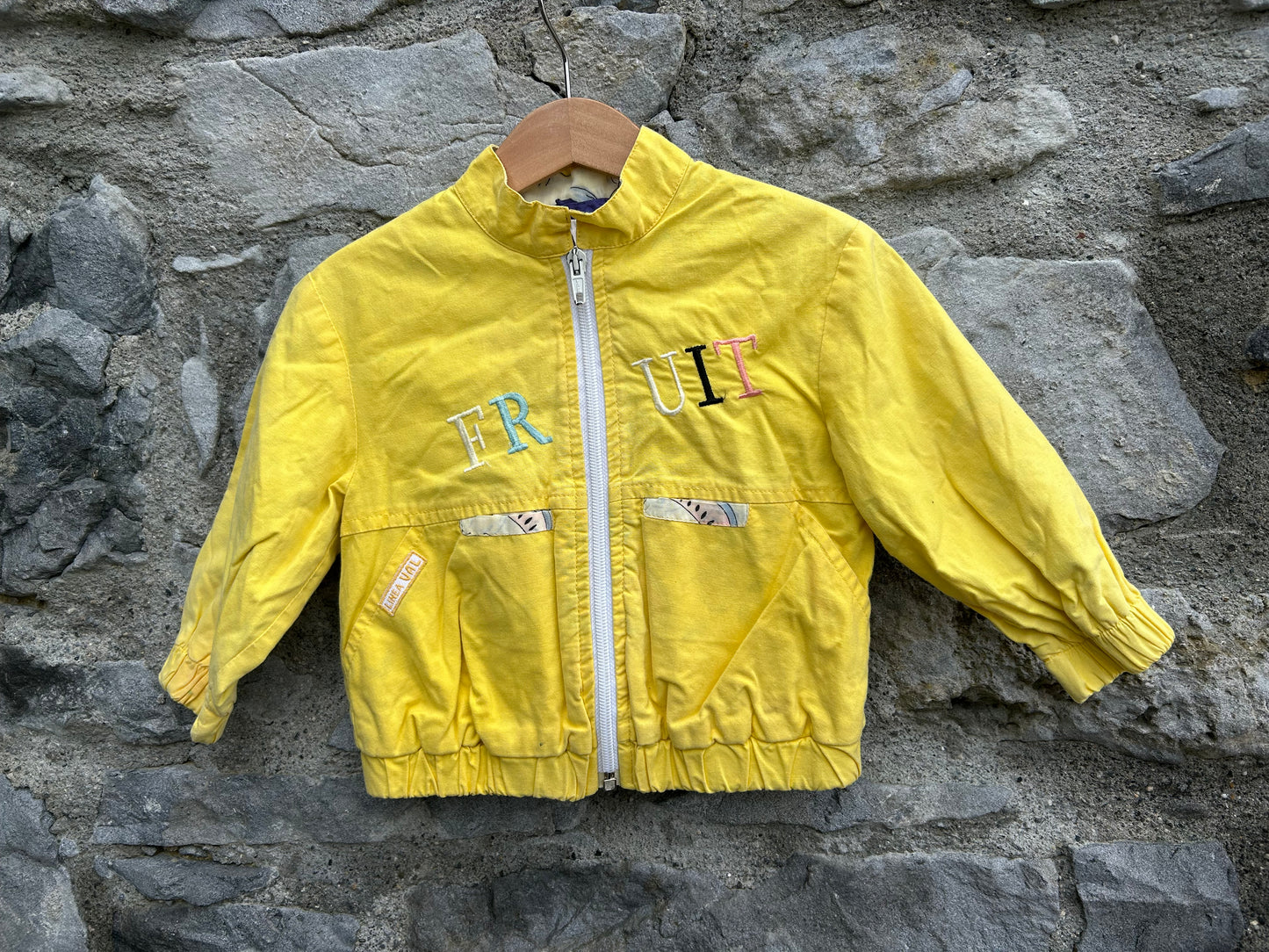 80s yellow fruit jacket 12-18m (80-86cm)