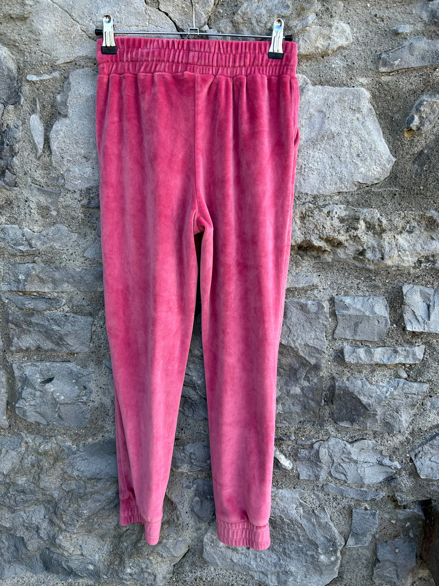 Pink velour tracksuit pants 10-11y (140-146cm)