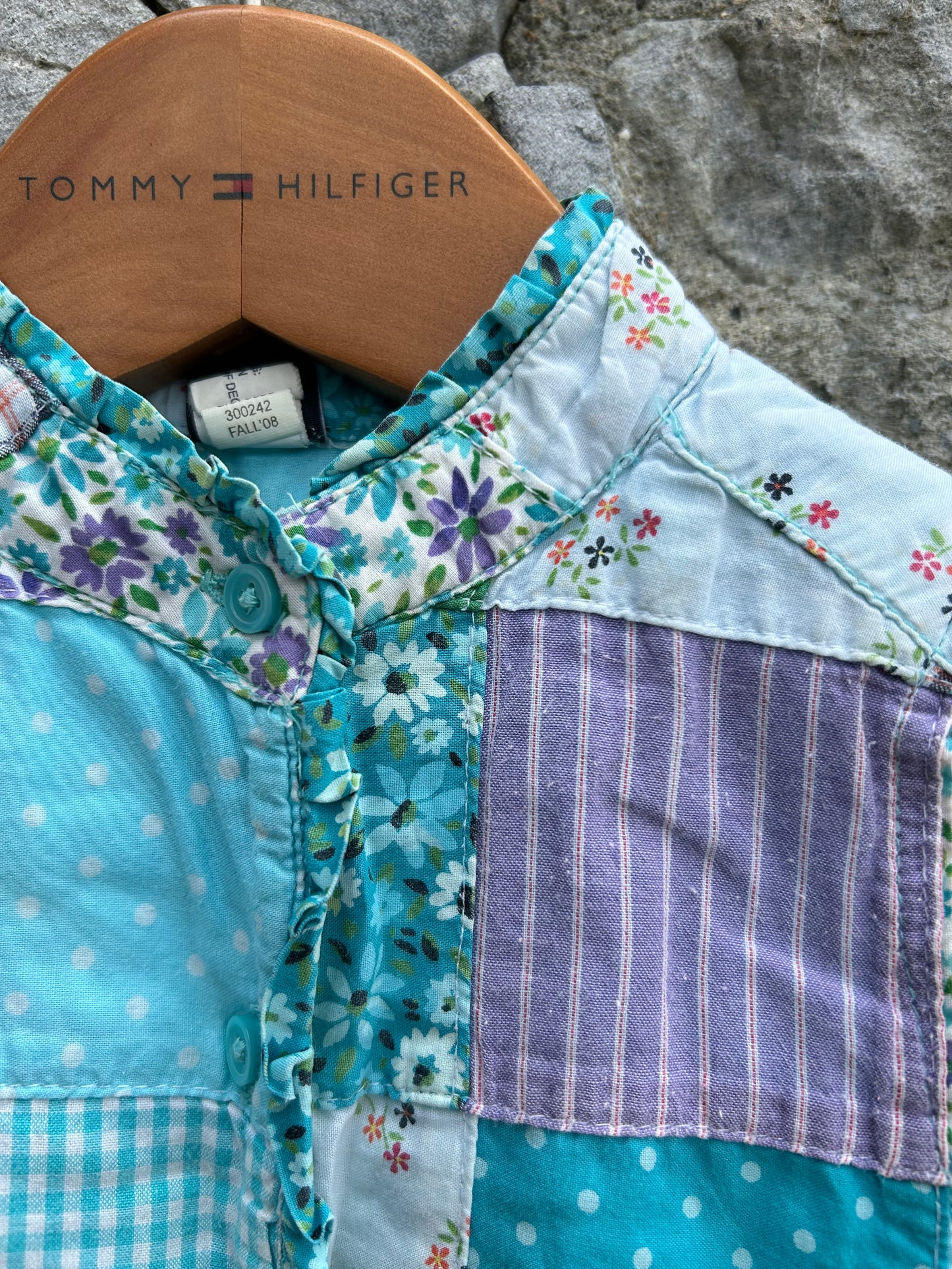 Y2K blue patchwork dress 3-4y (98-104cm)