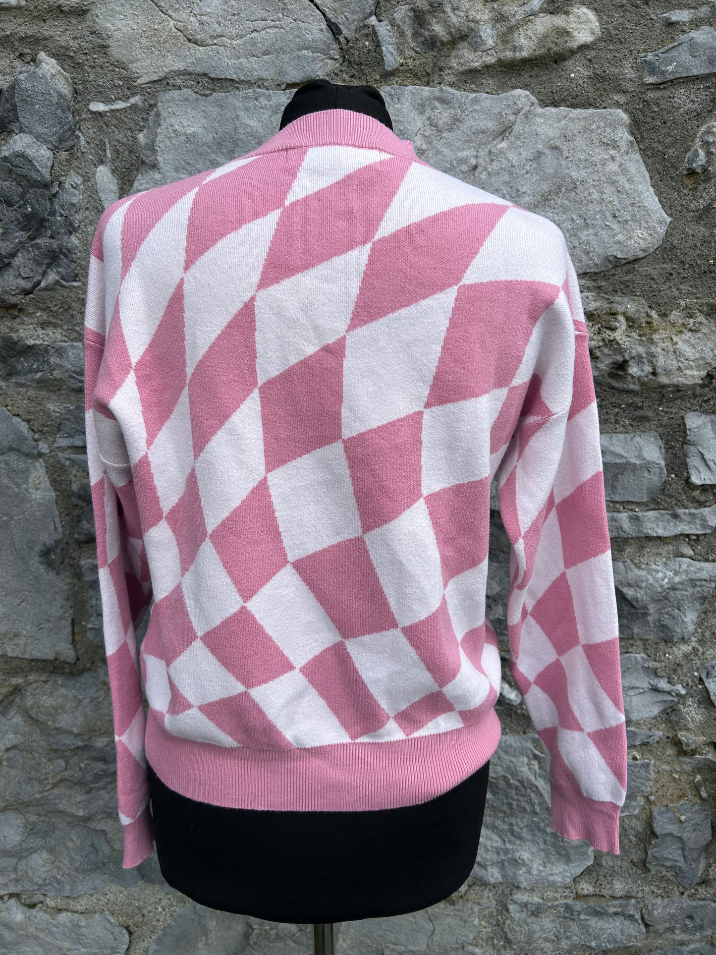 Pink geometric jumper uk 8
