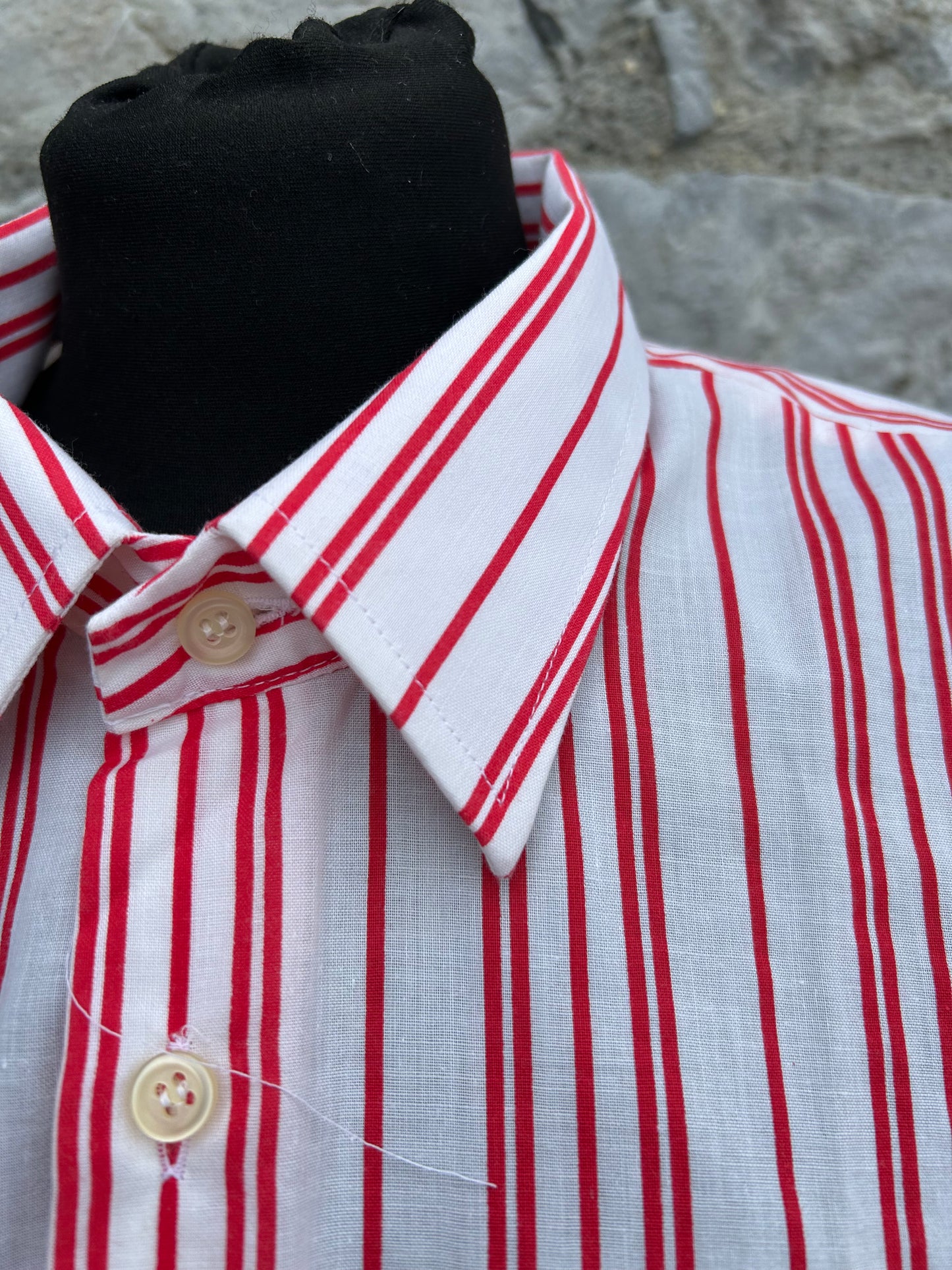 90s red stripy shirt M/L