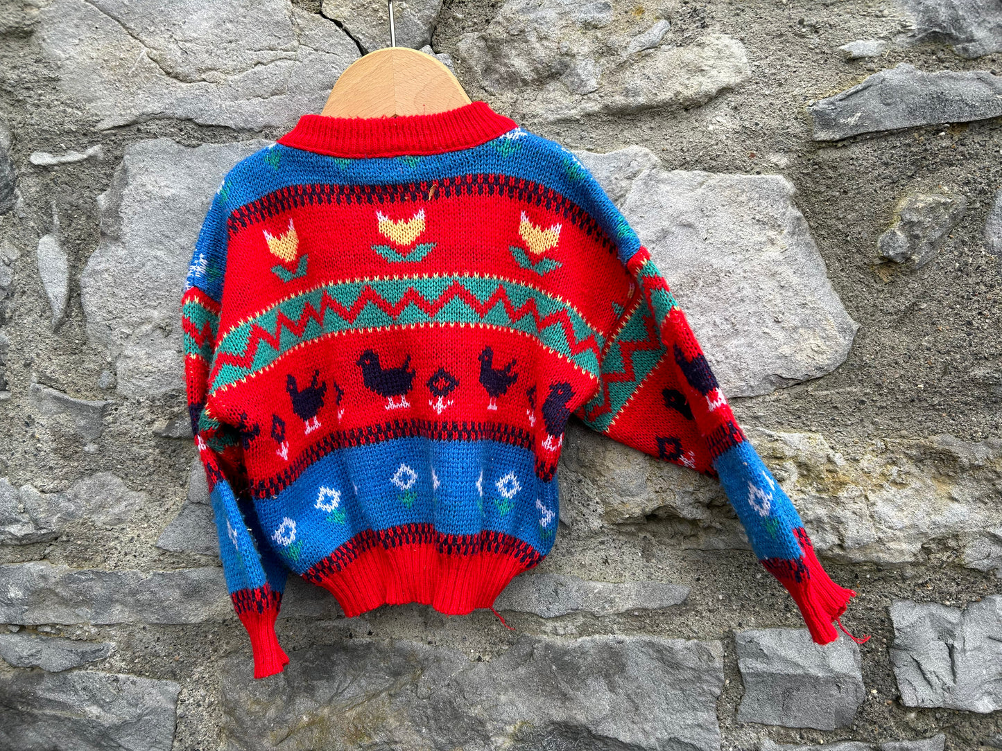 80s red geometric jumper 12m (80cm)
