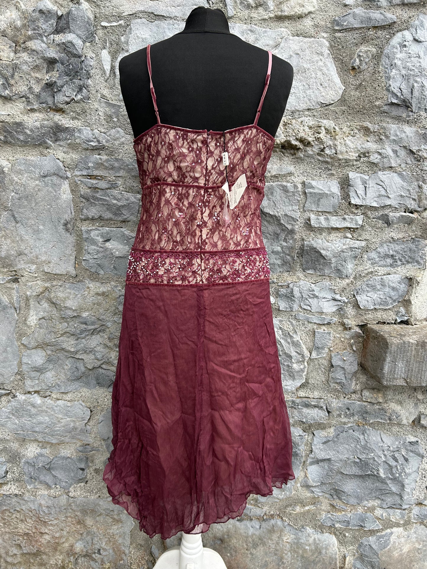 Y2K maroon lace dress uk 10