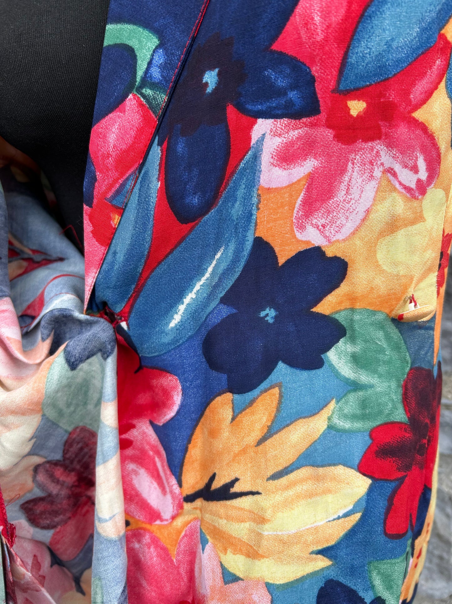 80s colourful flowers dress uk 10-12