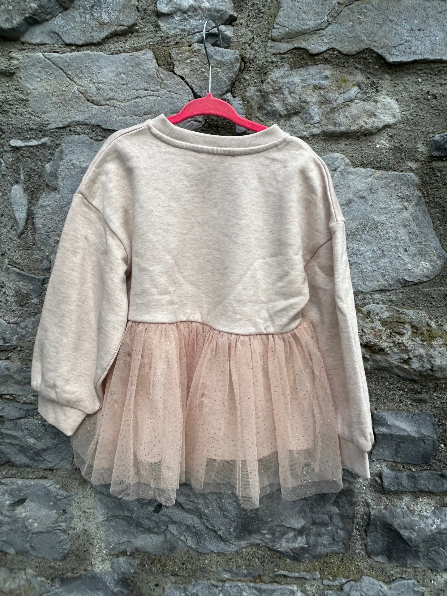 Beige&pink sweat dress 2-3y (92-98cm)