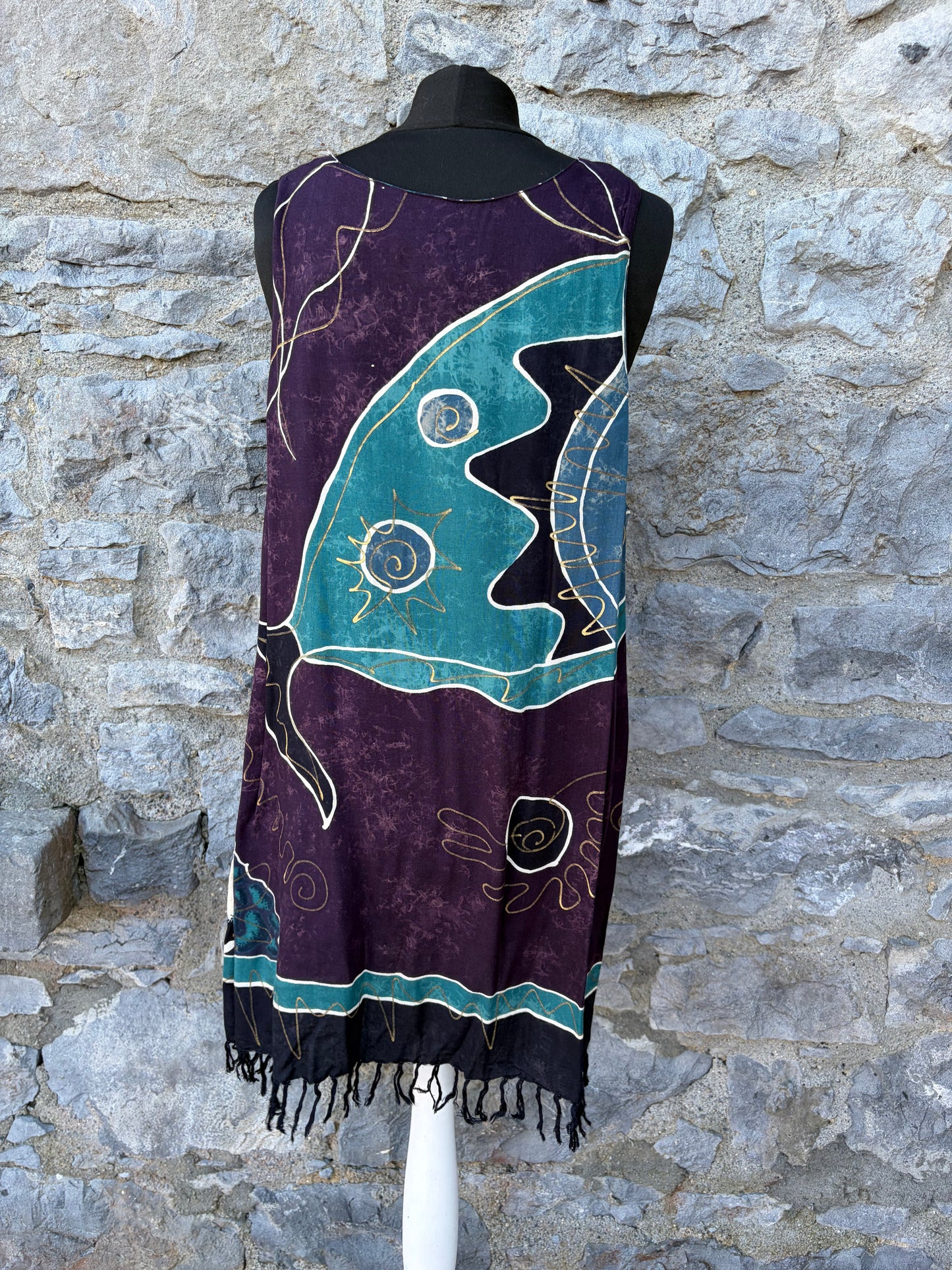 90s purple batik-style tunic uk 12