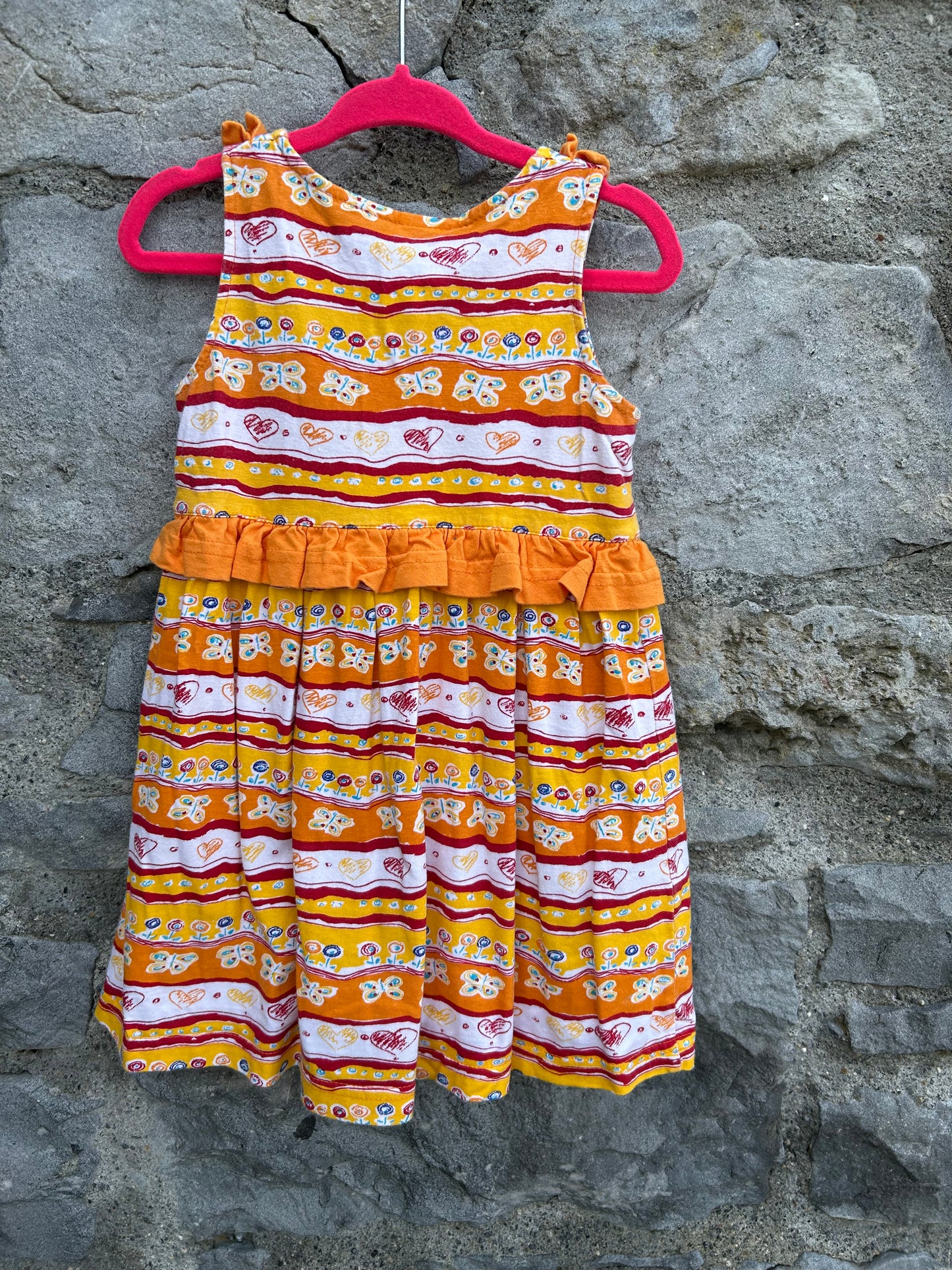 90s orange stripy dress 12-18m (80-86cm)