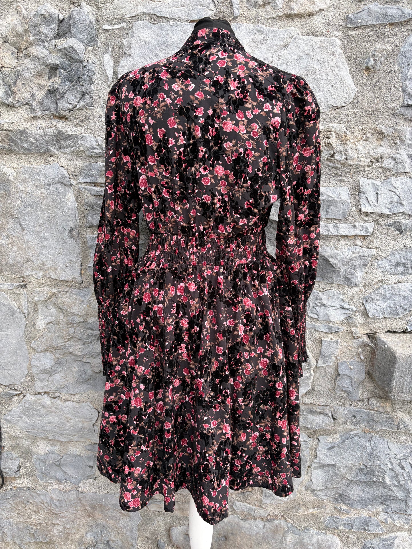 Pink floral bow tie dress uk 12