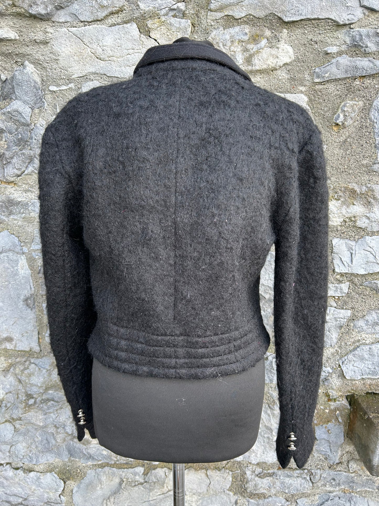 90s black woolly jacket uk 8-10