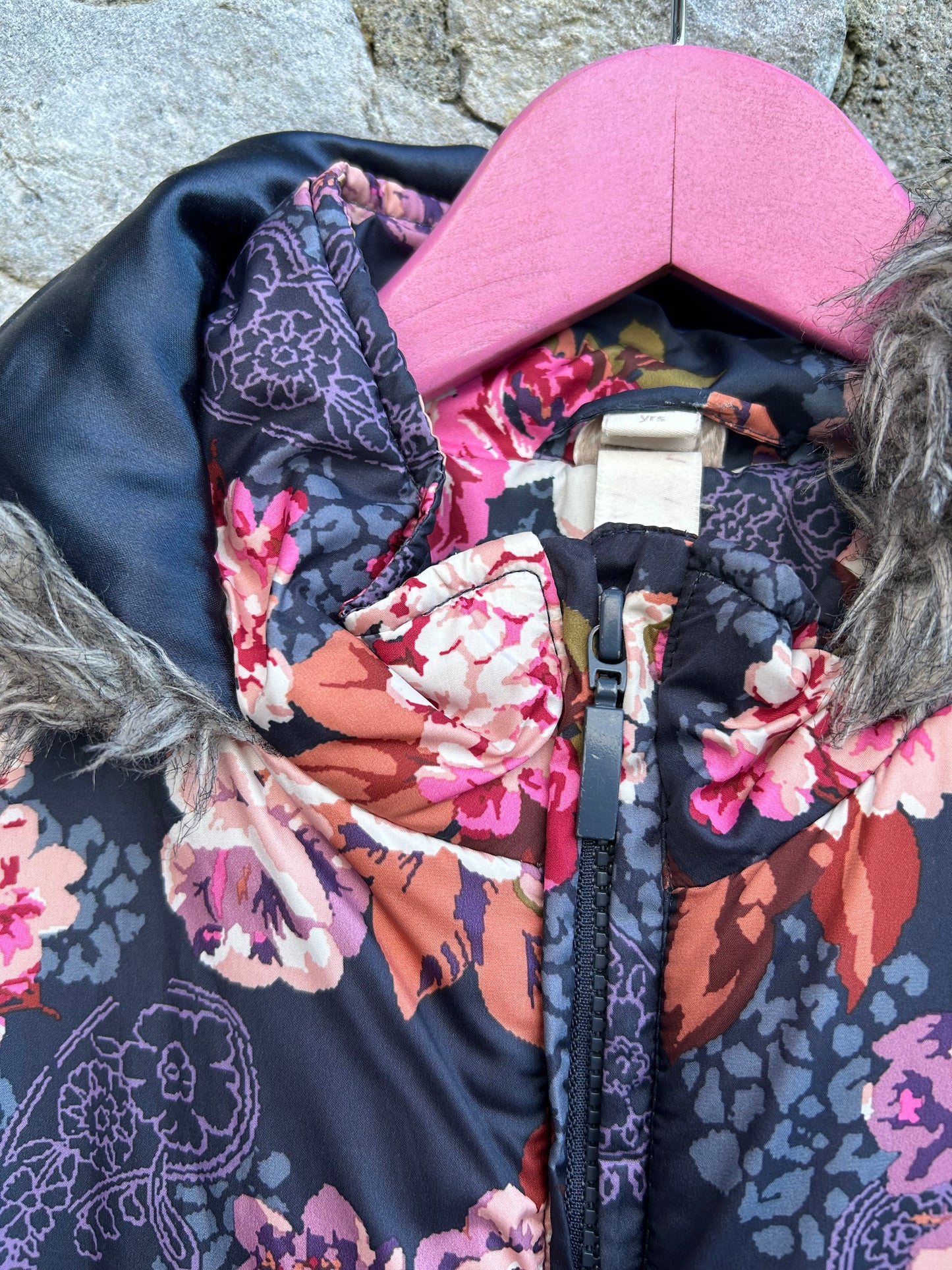 Flowers navy winter jacket 12-13y (152-158cm)