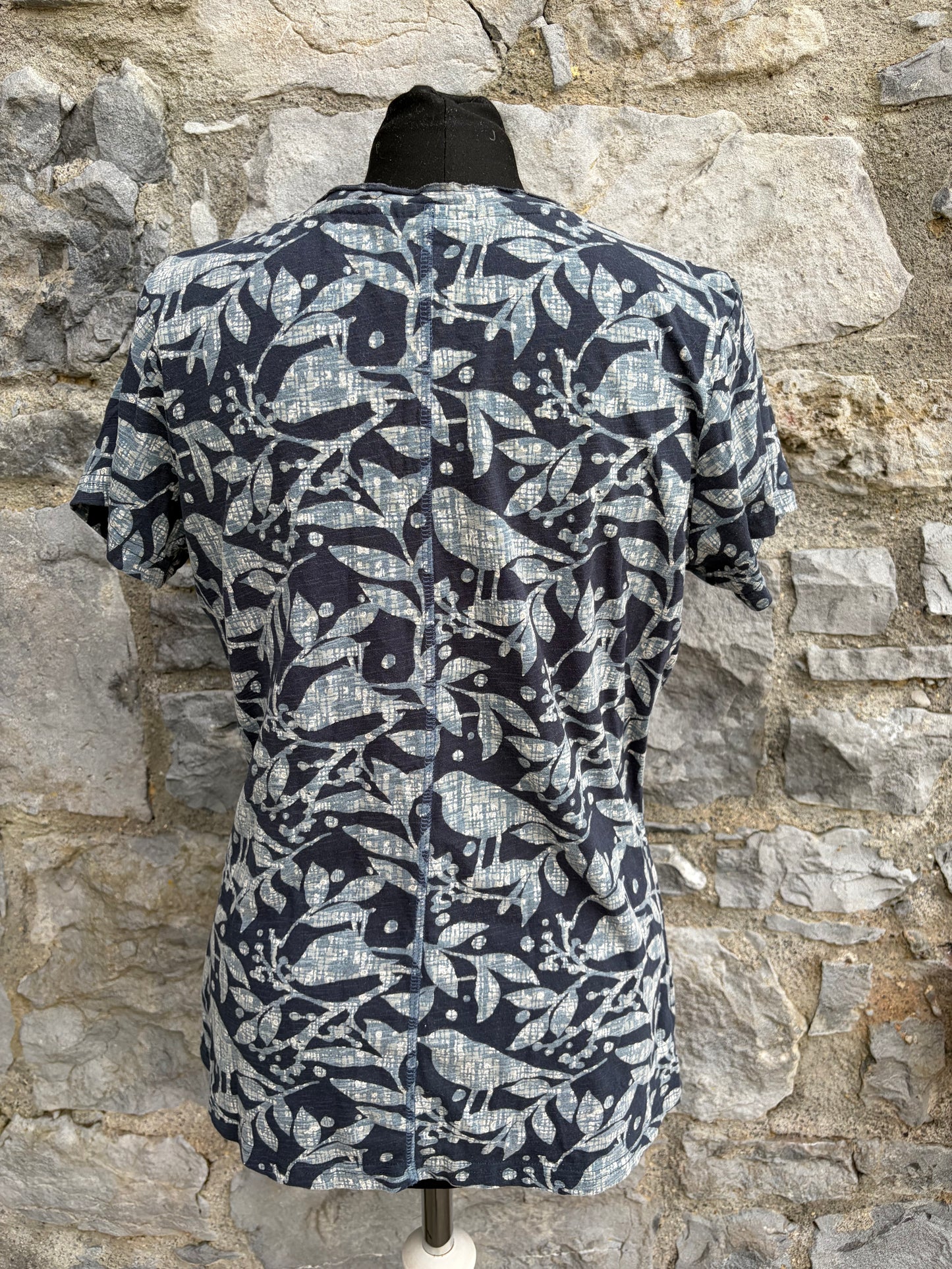 Grey&navy leaves T-shirt uk 10-12
