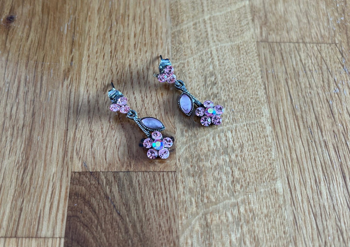 Pink flower earrings