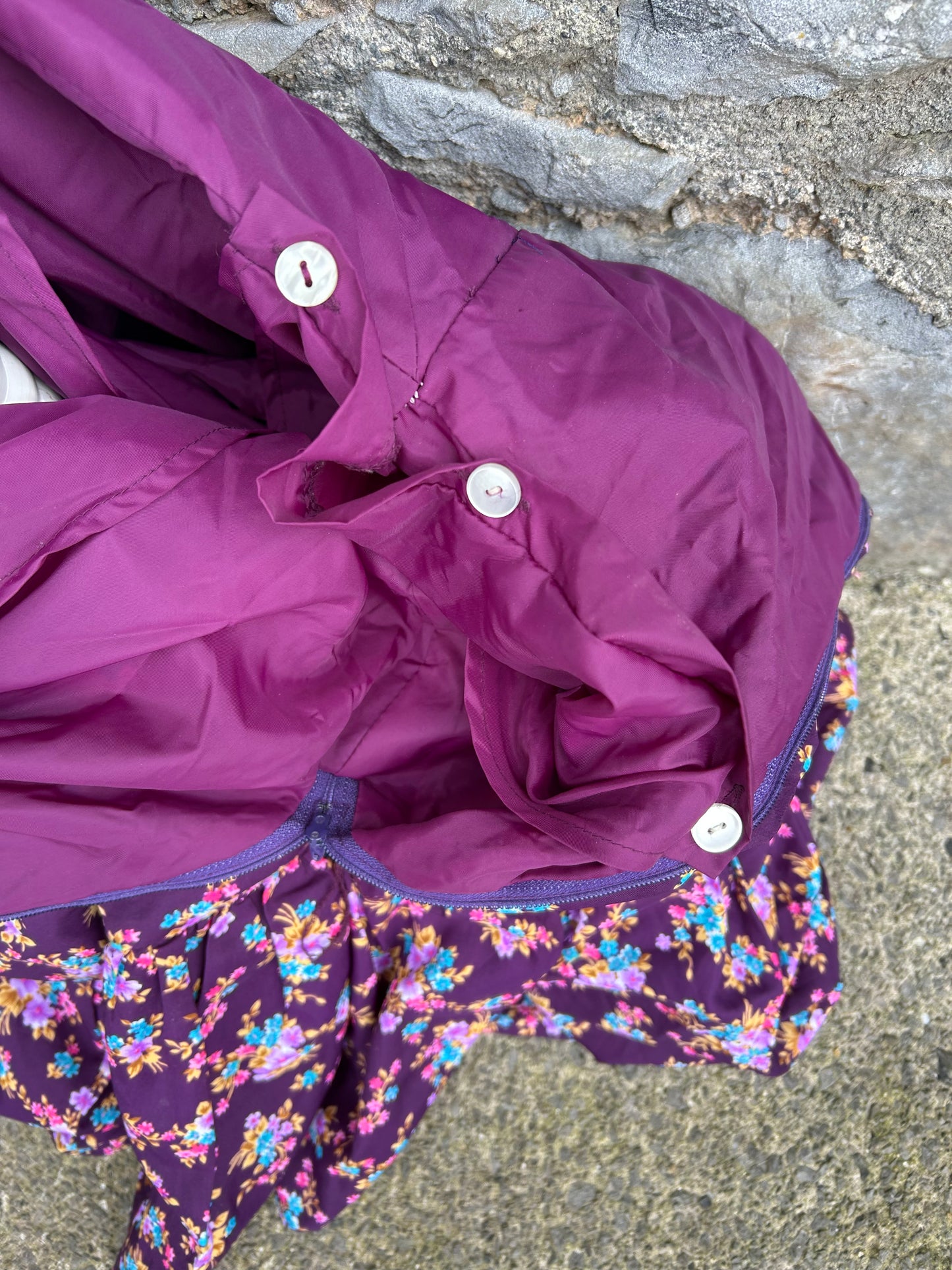 80s purple floral dress uk 6-8