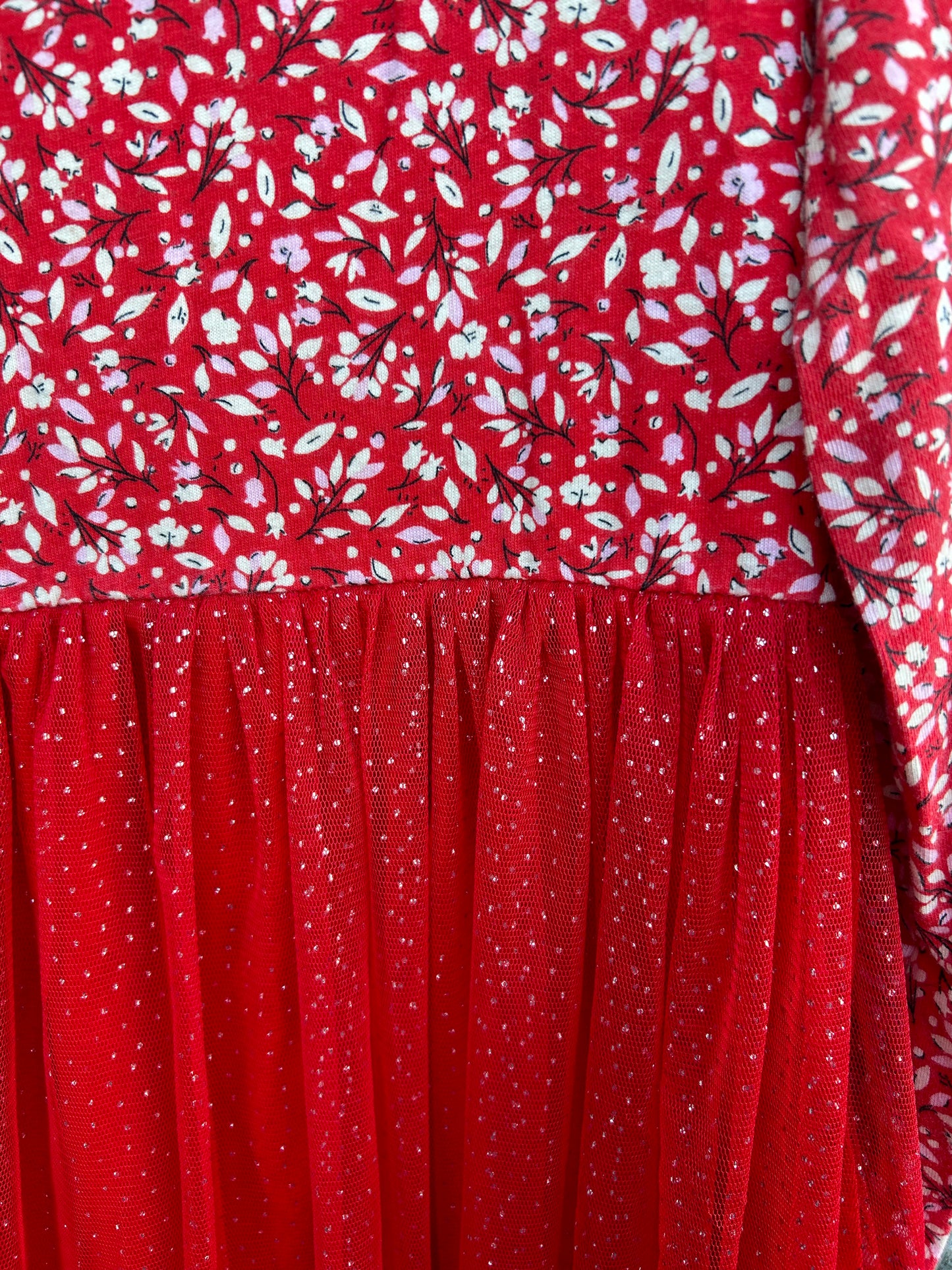 Red floral&tulle dress 10-11y (140-146cm)