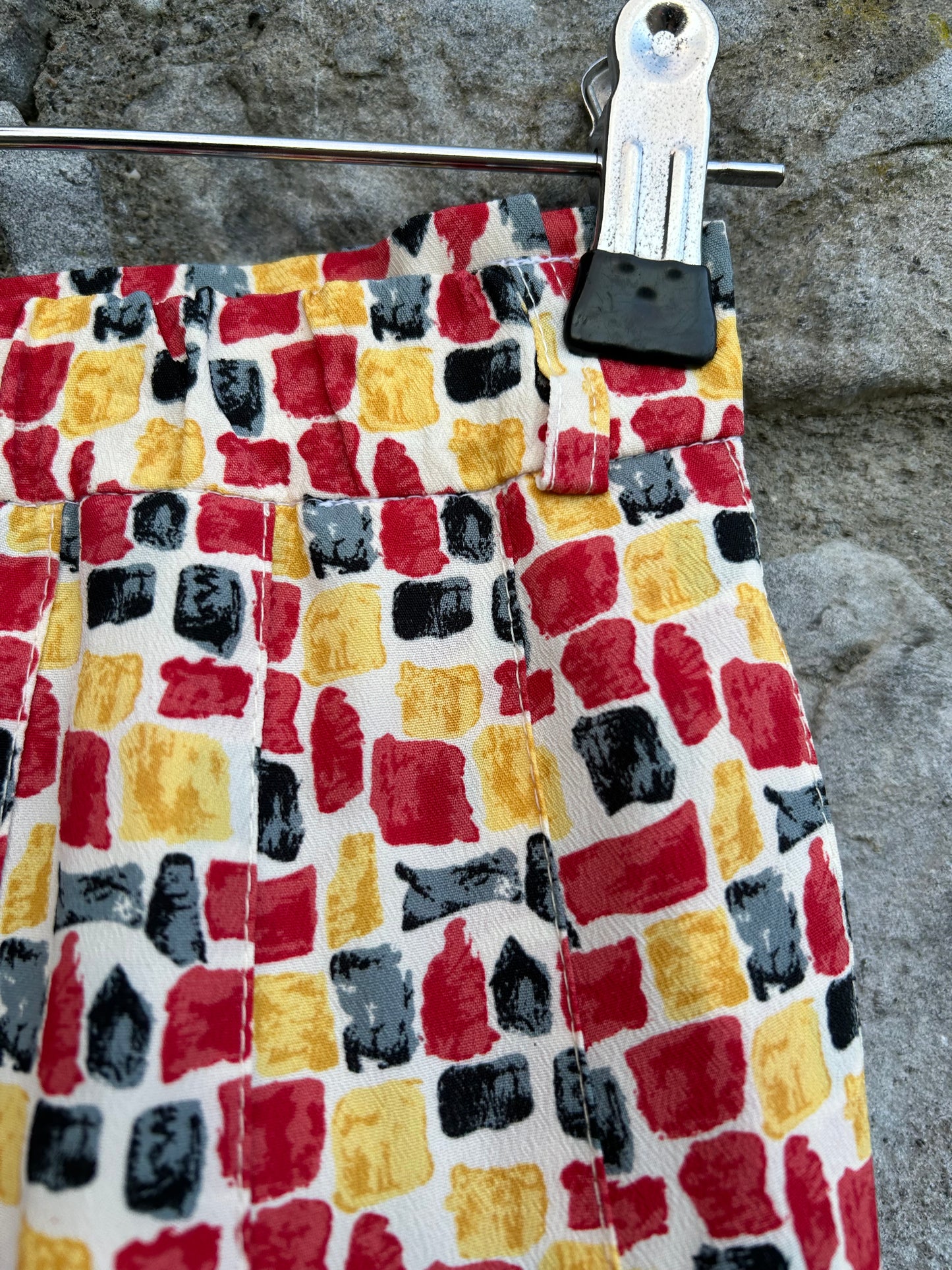 80s red&yellow geometric skirt uk 4