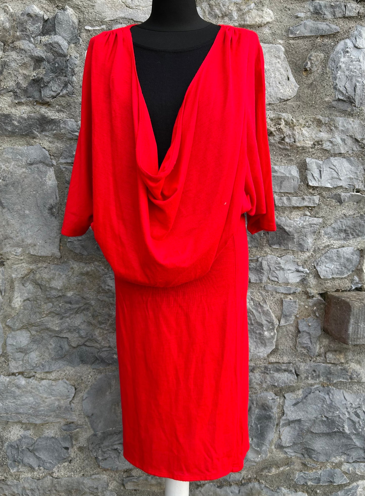 80s red knitted dress uk 12