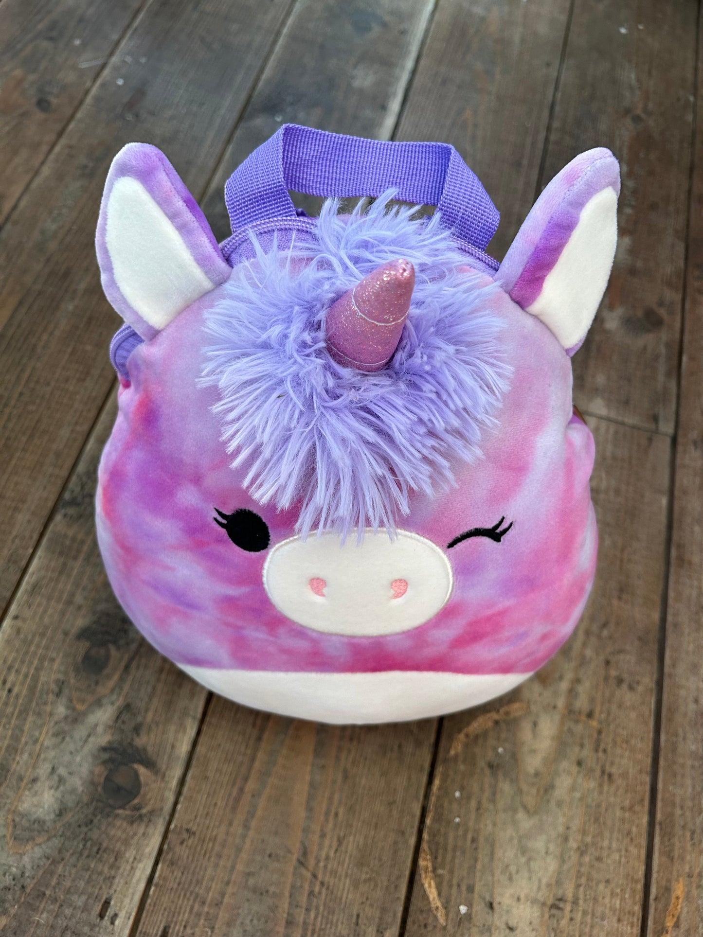 Lola the tie dye Unicorn squishy backpack