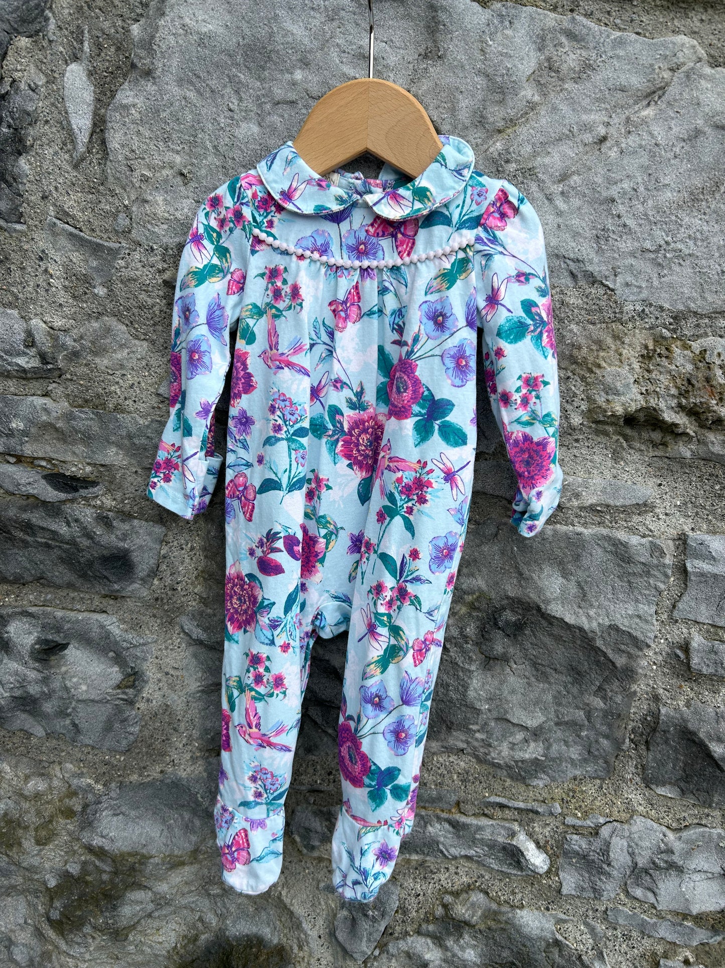 Floral blue onesie 3-6m (62-68cm)