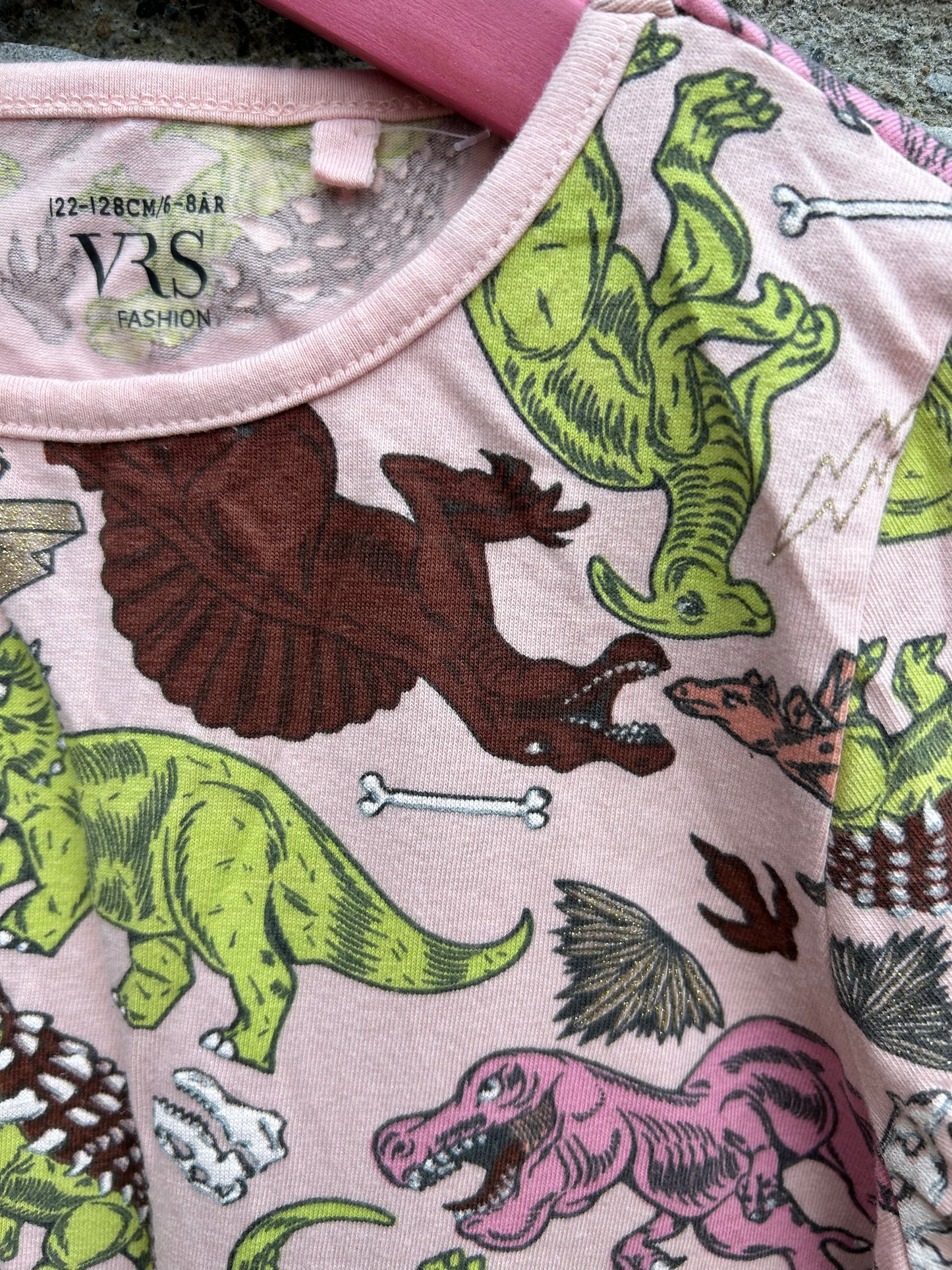 Dinosaurs pink T-shirt 7-8y (122-128cm)