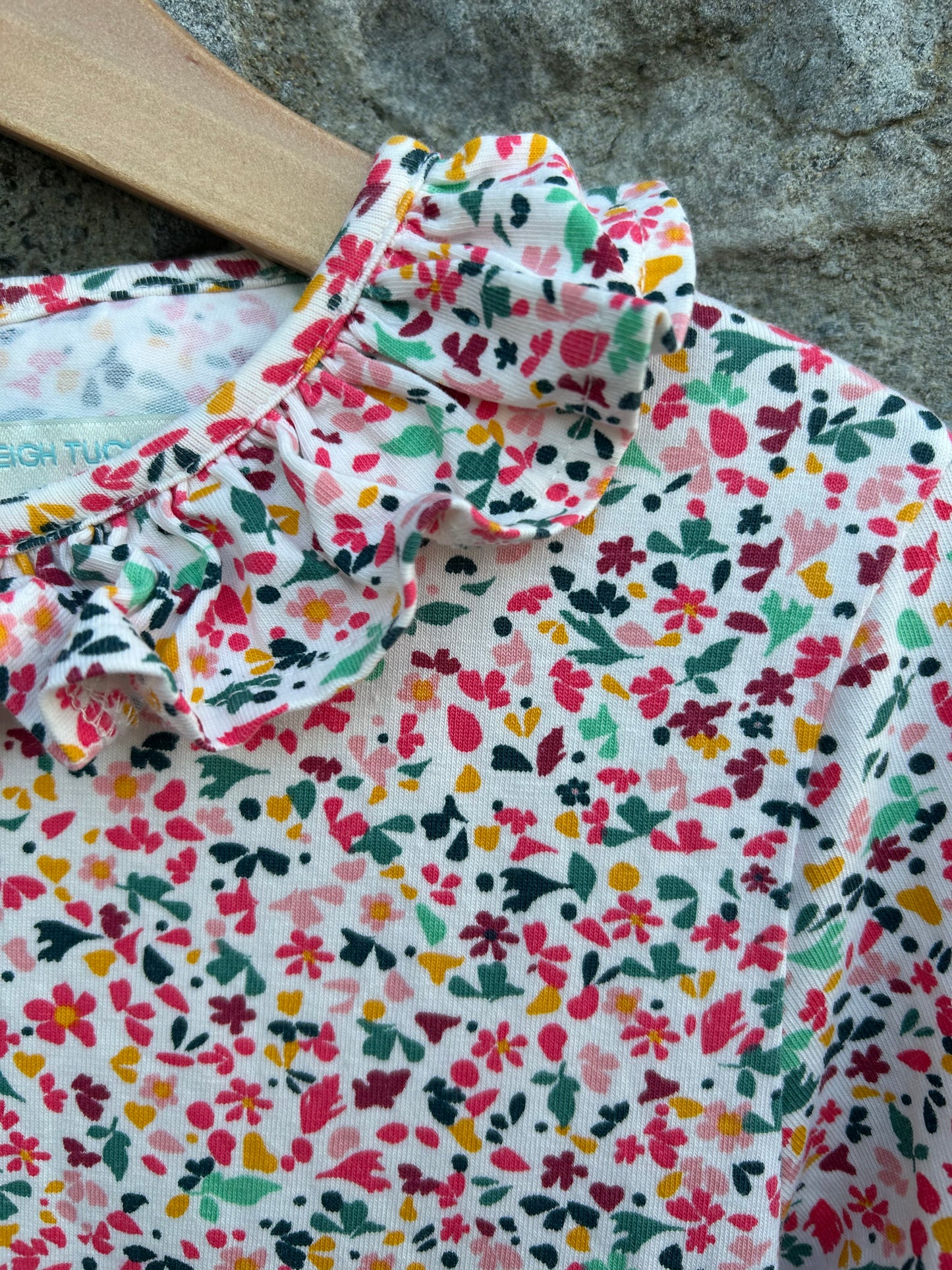 Pink floral dress with ruffle collar 6-7y (116-122cm)