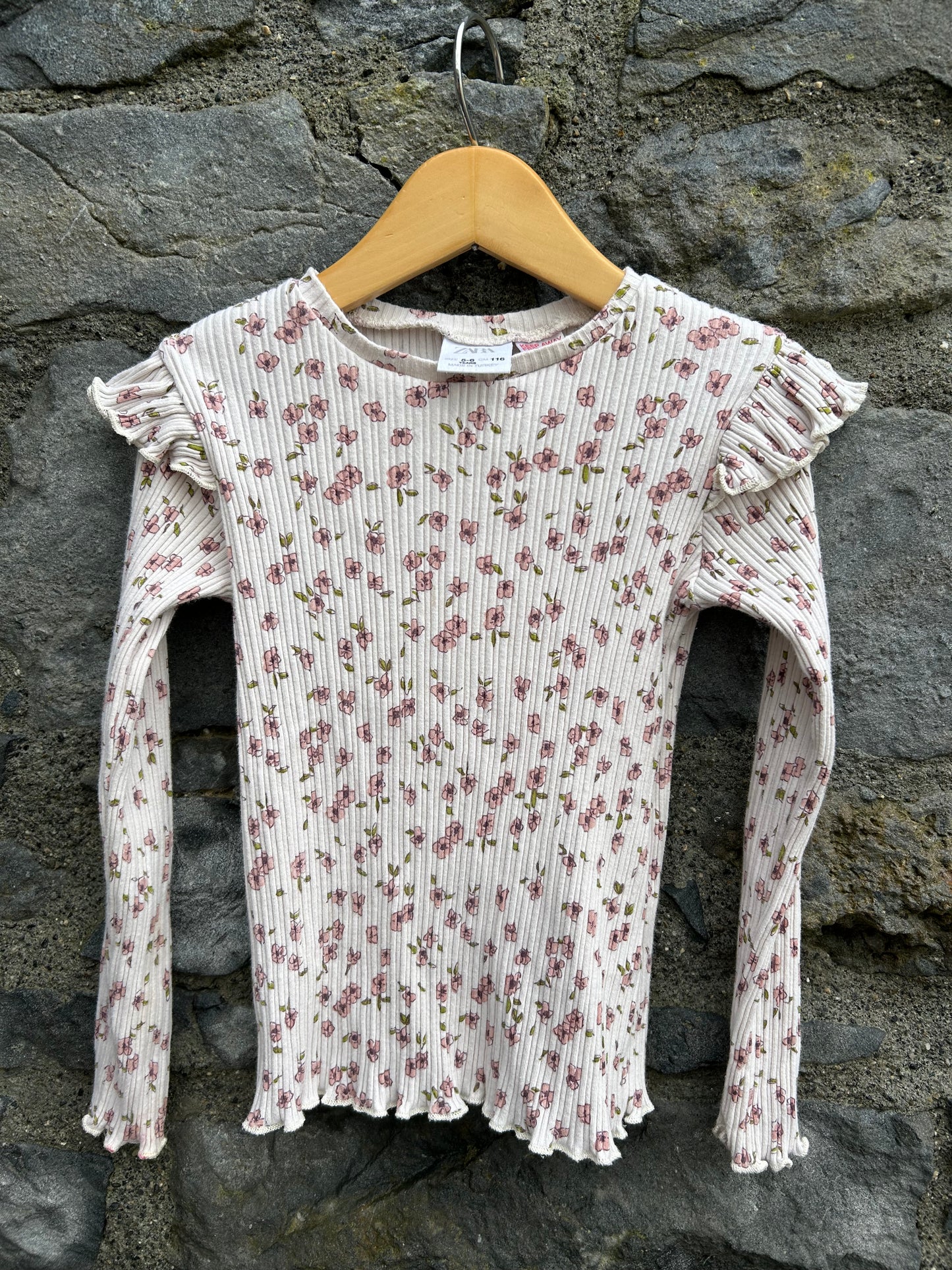 Floral ribbed top 5y (110cm)