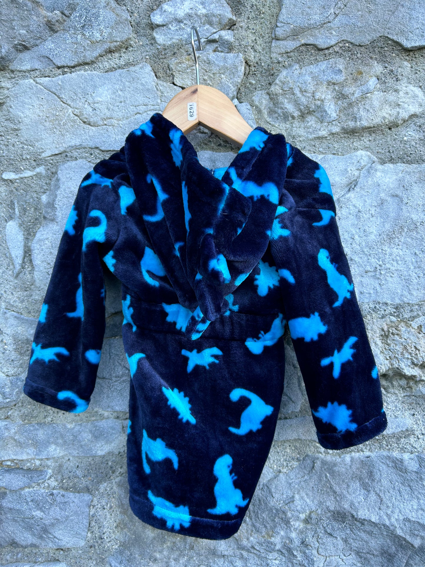 Navy fleece dinosaurs gown 6-9m (68-74cm)