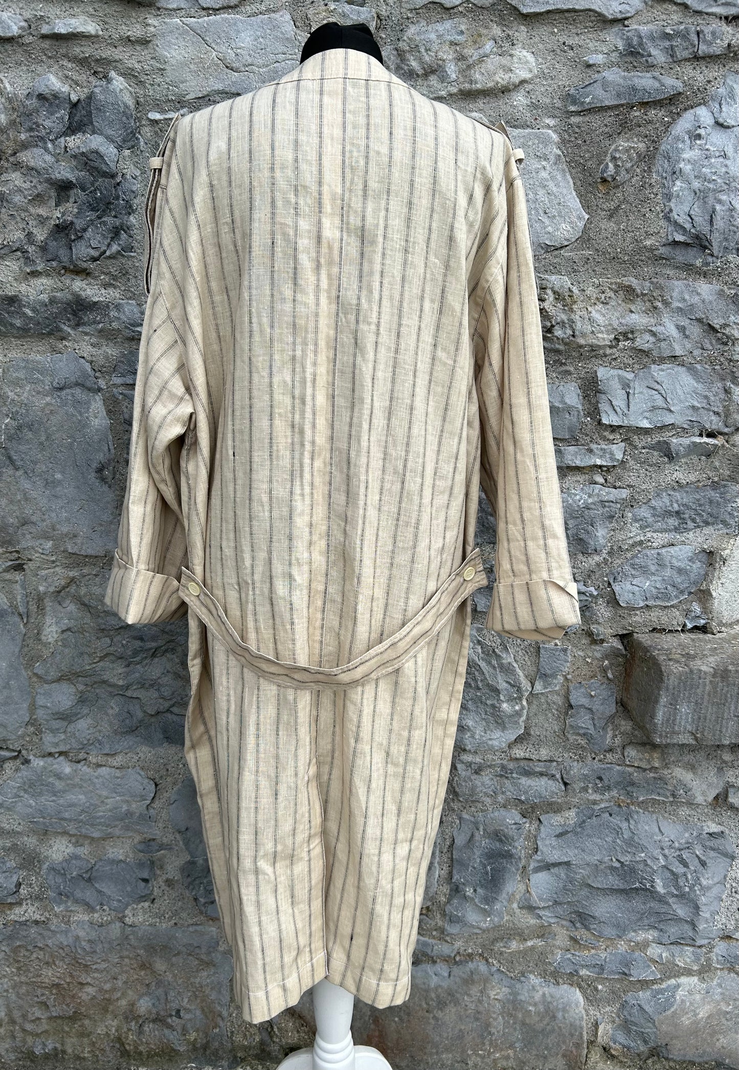 90s beige stripy coat uk 12