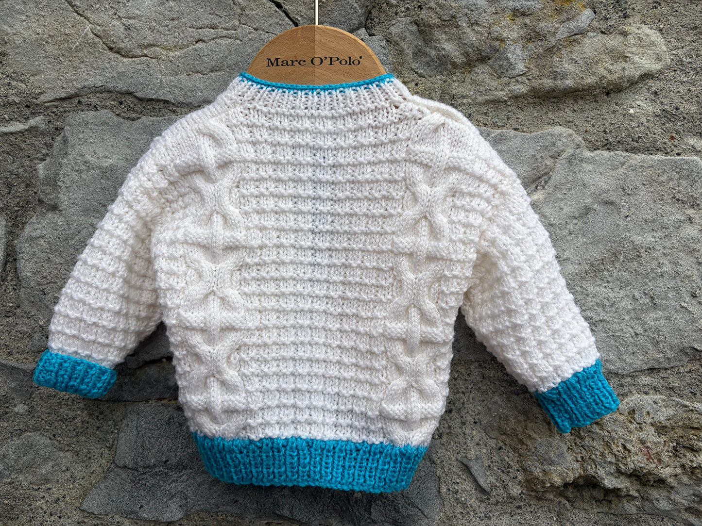 Aran style cream cardigan 0-3m (56-62cm)