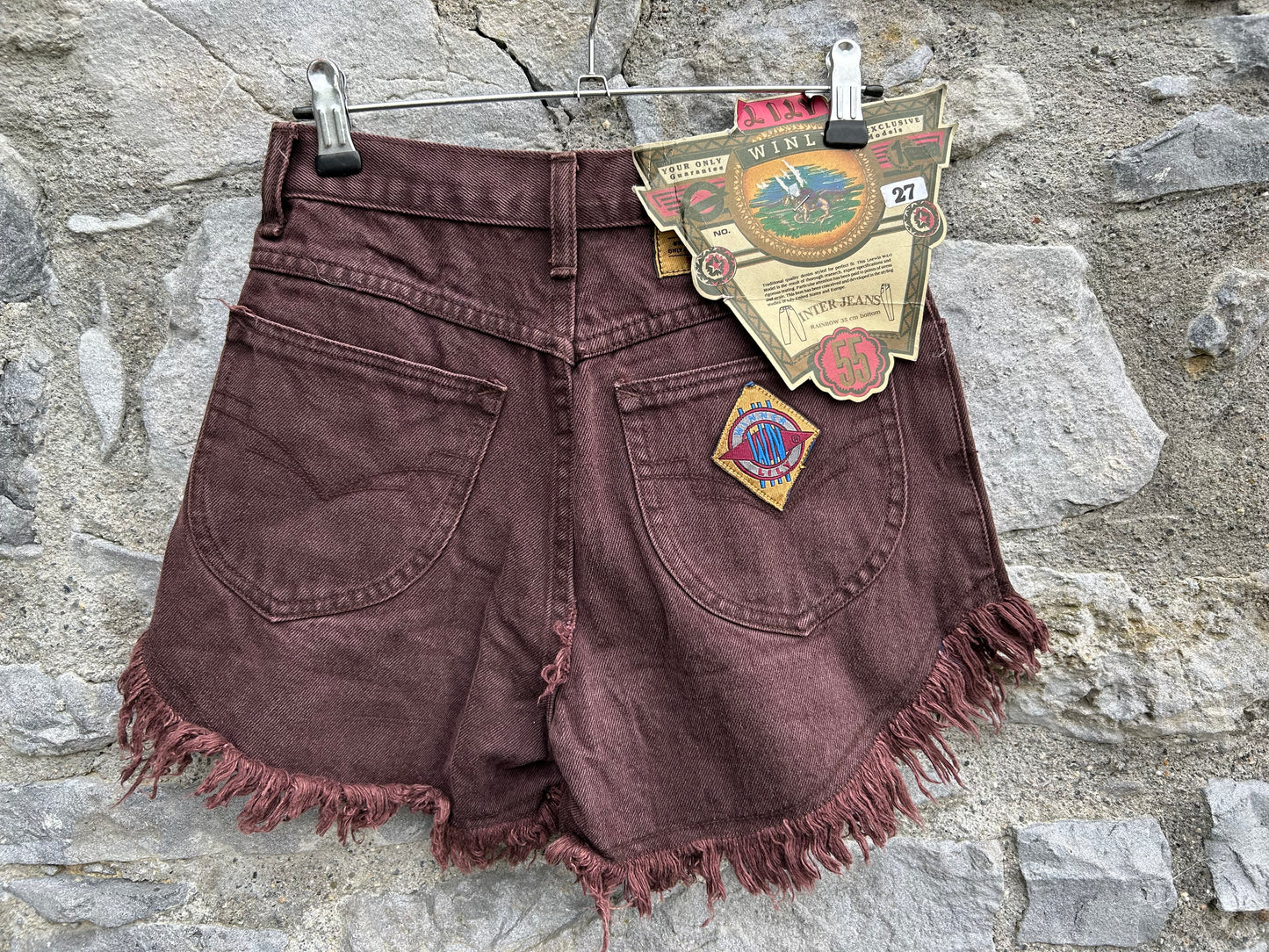 90s maroon denim shorts uk 6