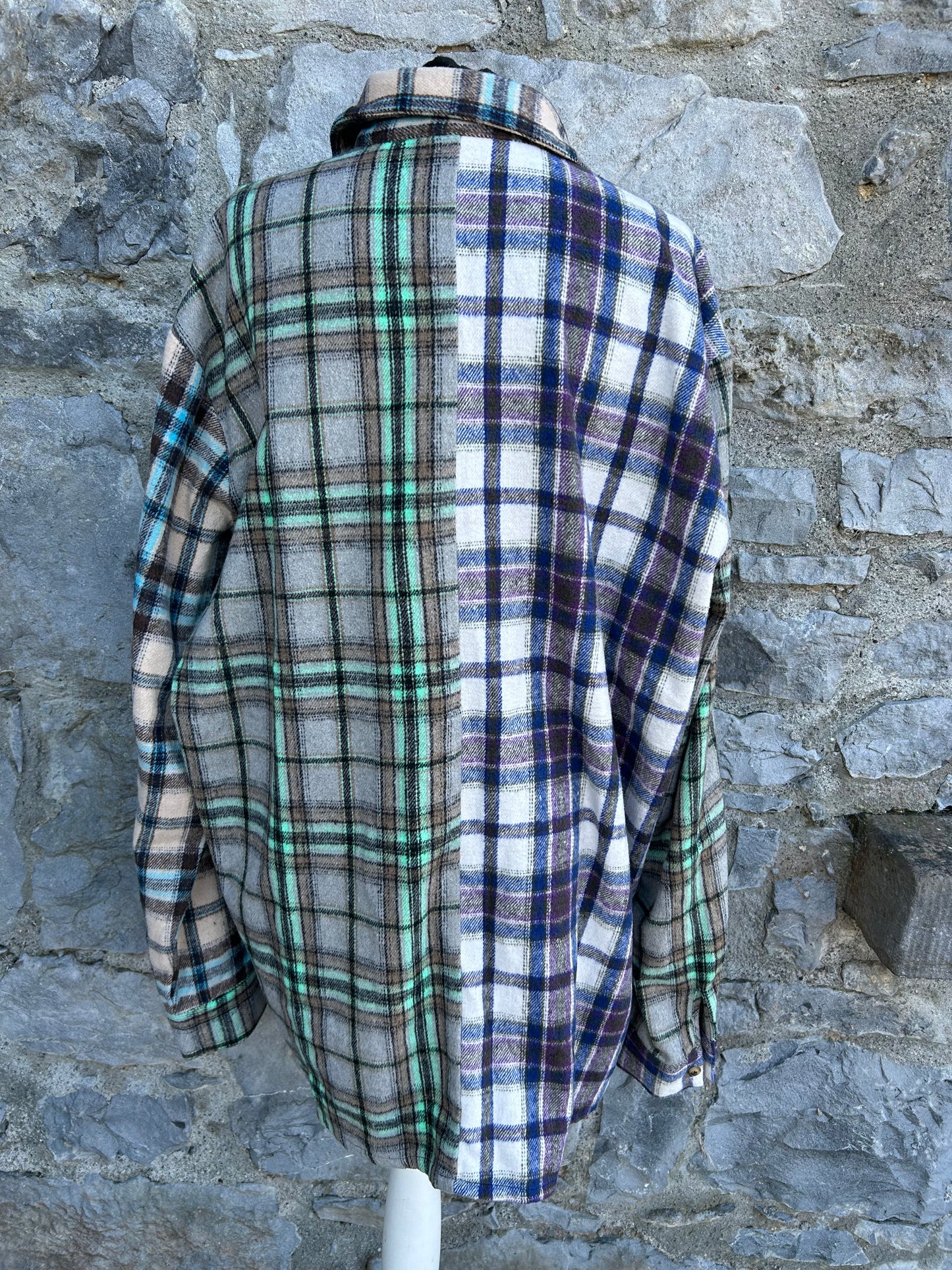 Unisex spliced check shirt XL