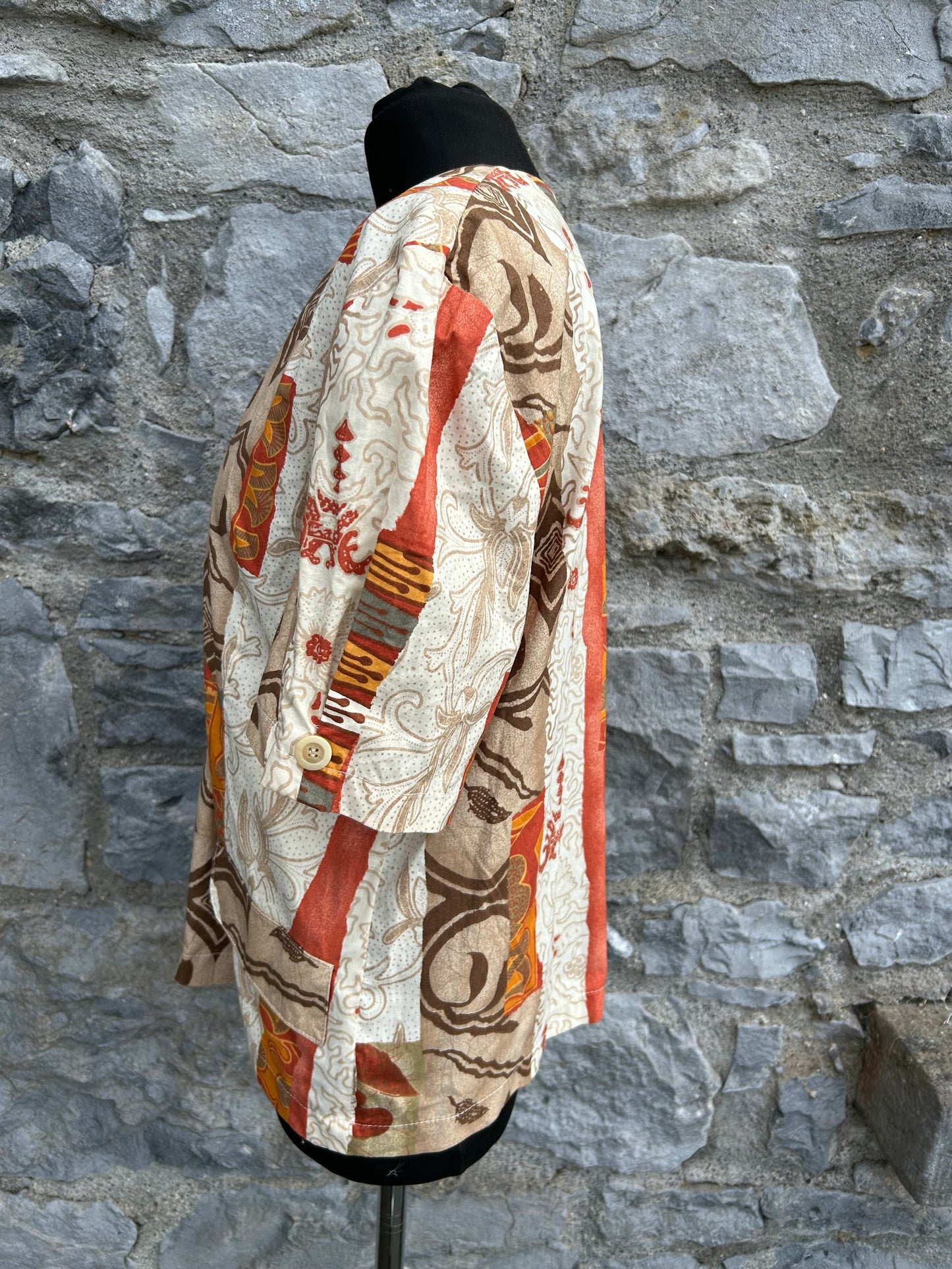 80s beige&brown blouse uk 12